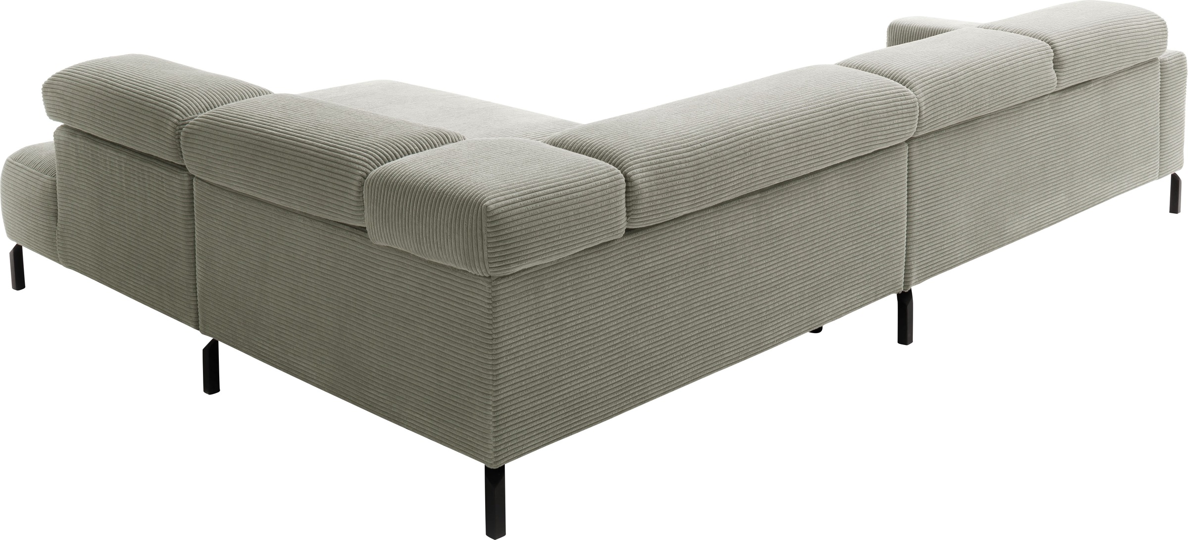 Places of Style Ecksofa »Antonelli, L-Form, inkl. Kopfteilverstellung, Breite 312 cm«, mit elektrischer Sitztiefenverstellung, in Cord, stone
