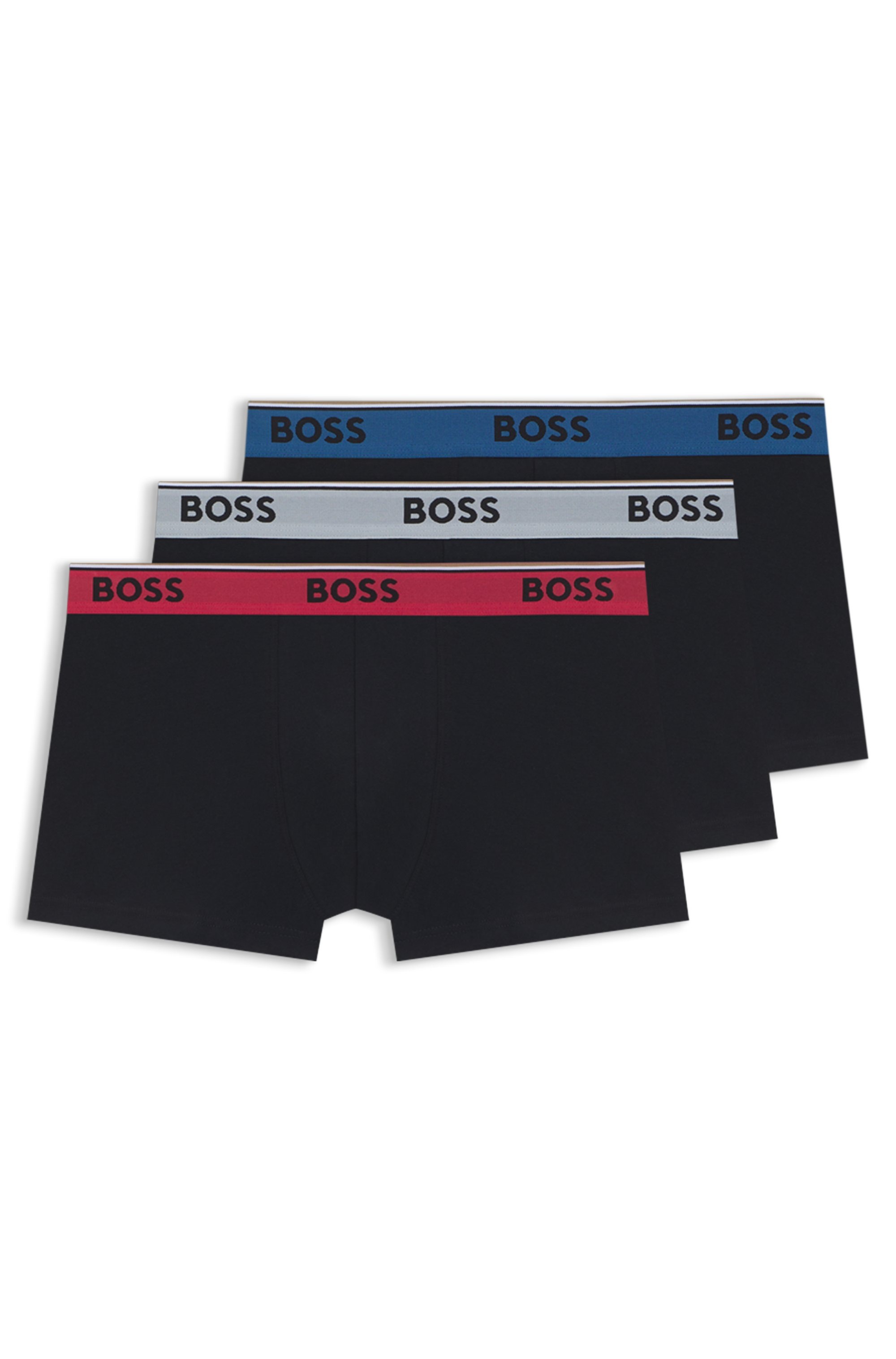 Thumbnail - BOSS Trunk Packung, 3 Stk. aus Stretch-Baumwolle mit Logo-Bund, mittlere Bundhöhe