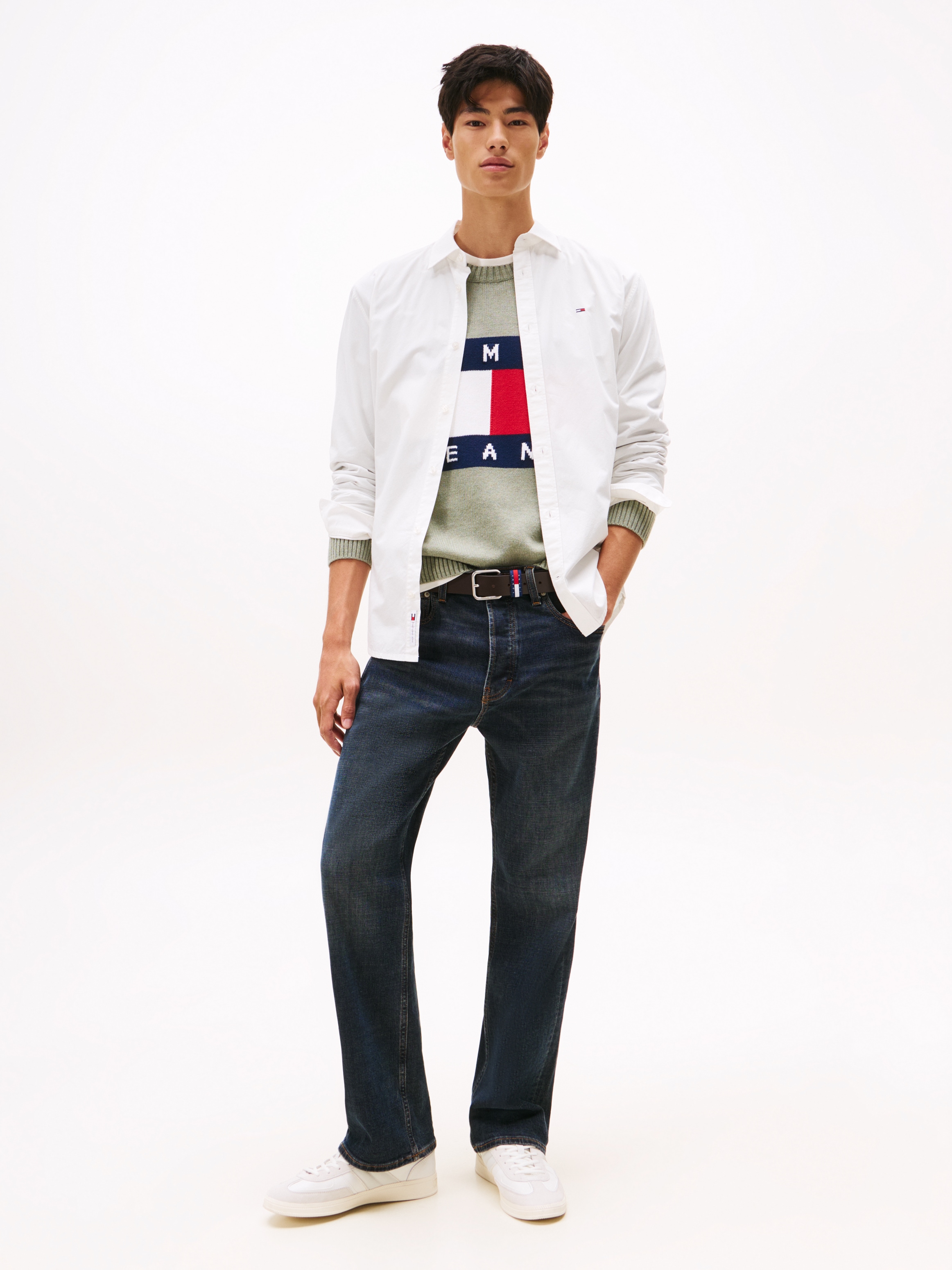 Tommy Jeans Langarmhemd »TJM POPLIN«, Regular fit, Kentkragen