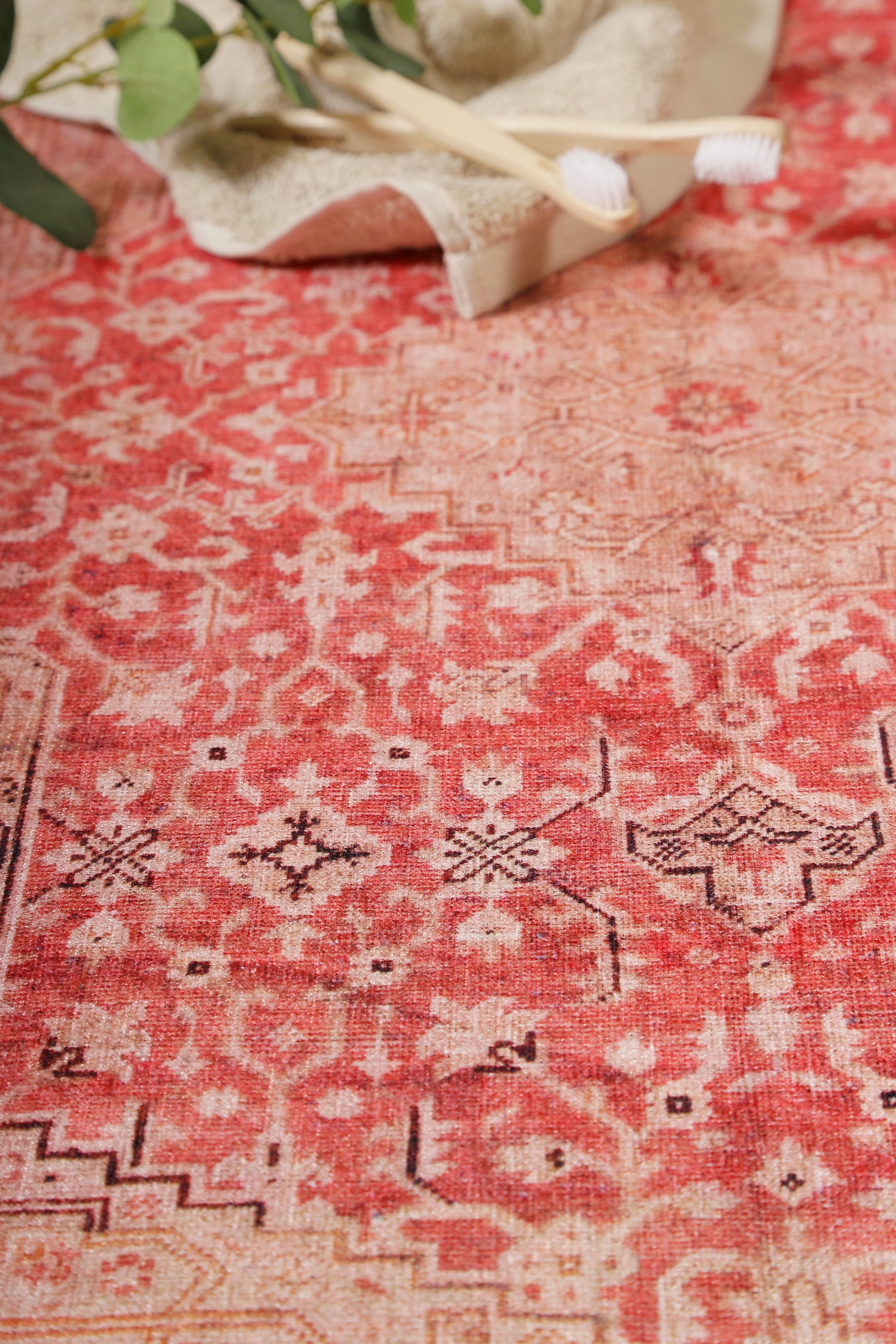 Wecon home Badematte »Polaroid« Höhe 6 mm rutschhemmend beschichtet fußbodenheizungsgeeignet | schnell trocknend Vintage Orient Stil, Badezimmerteppich, waschbar