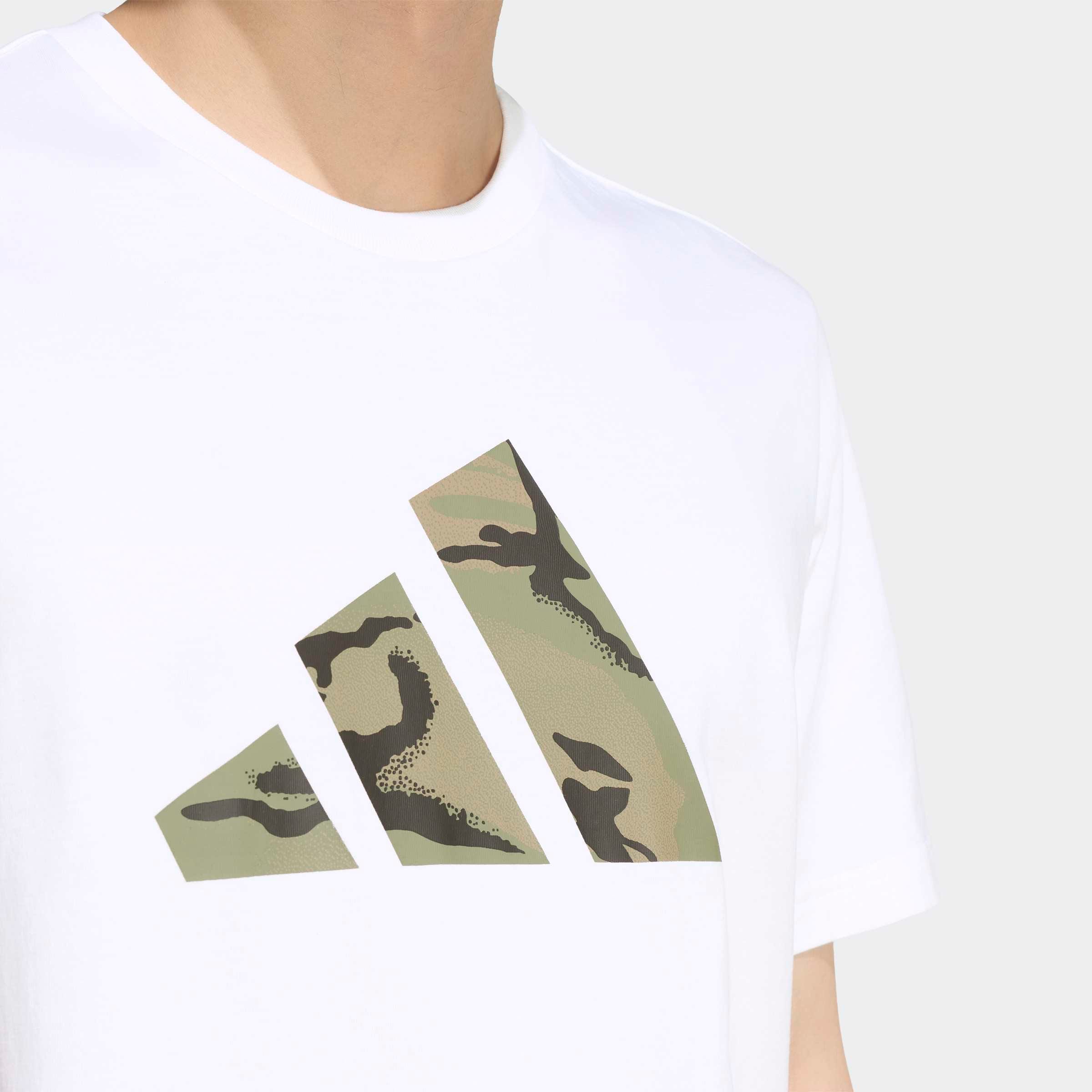 adidas Sportswear T-Shirt »CAMO 3-BALKEN GRAFIK« mit Rundhalsausschnitt, ohne Verschluss, aus Baumwolle, normale Länge