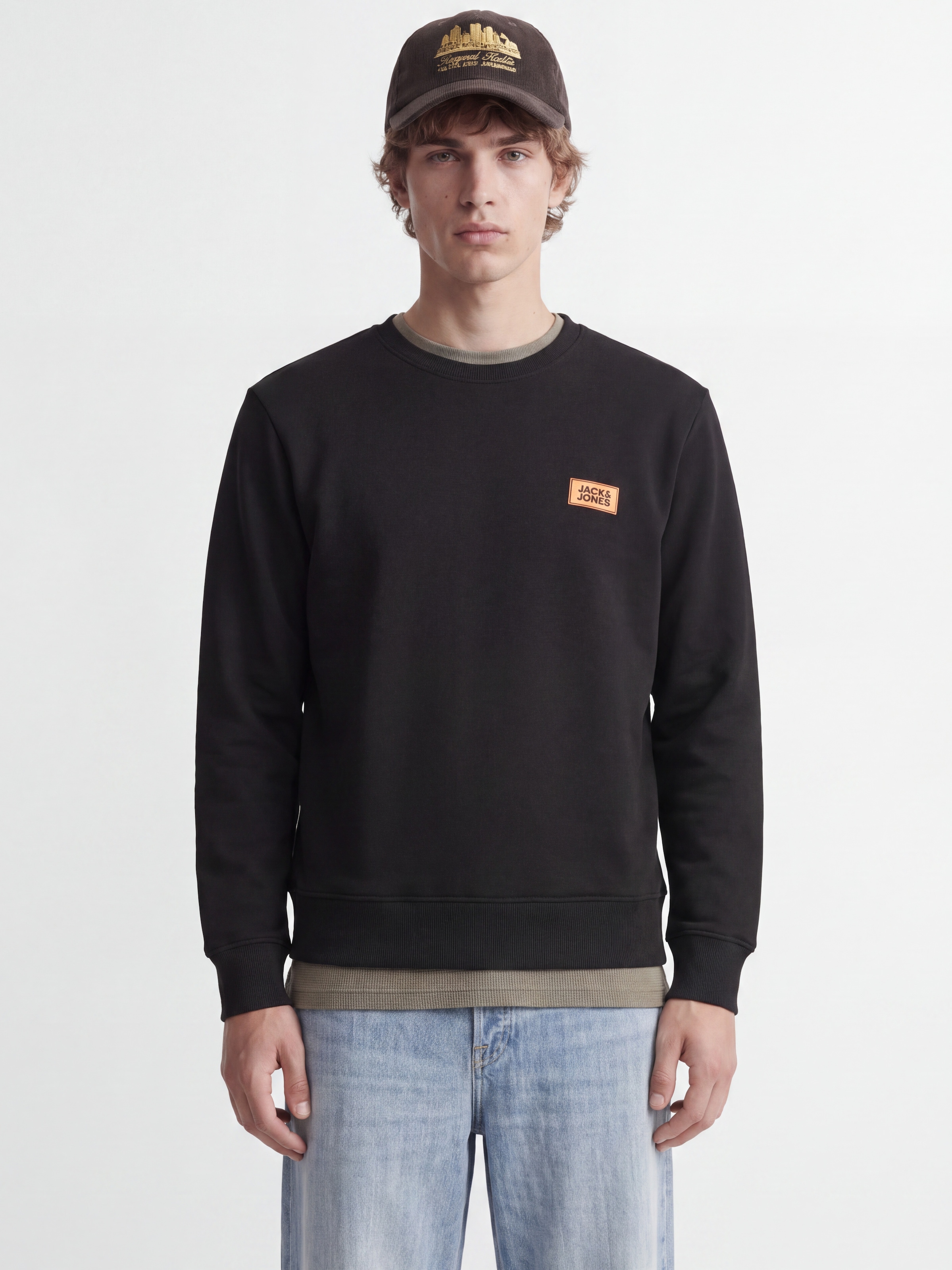 Jack & Jones Sweatshirt "JJRUSH SWEAT CREW NECK", Baumwollmischung, regular fit