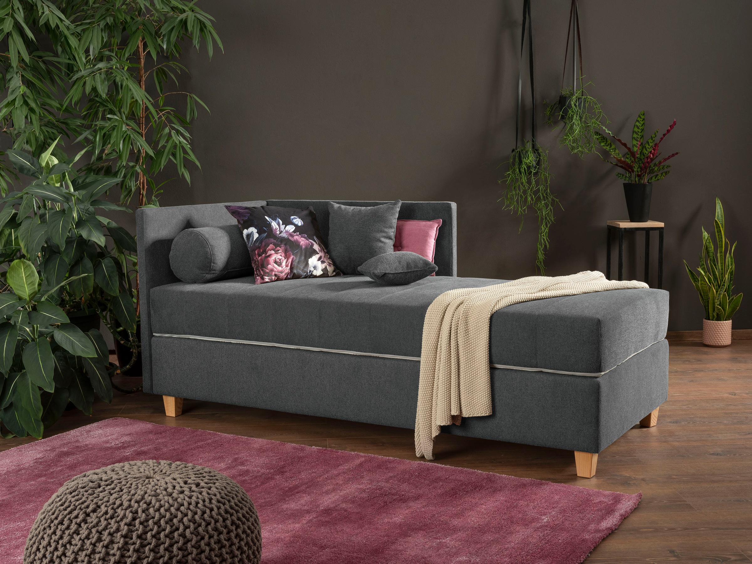 alina Schlafsofa »Kona«, 7-Zonen Taschenfederkernmatratze, Zierkissen-Set und Schlummerrollen