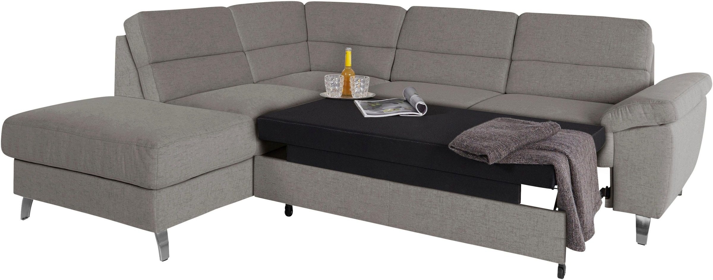 sit&more Ecksofa »Sorano L-Form«, wahlweise mit Bettfunktion und Bettkasten