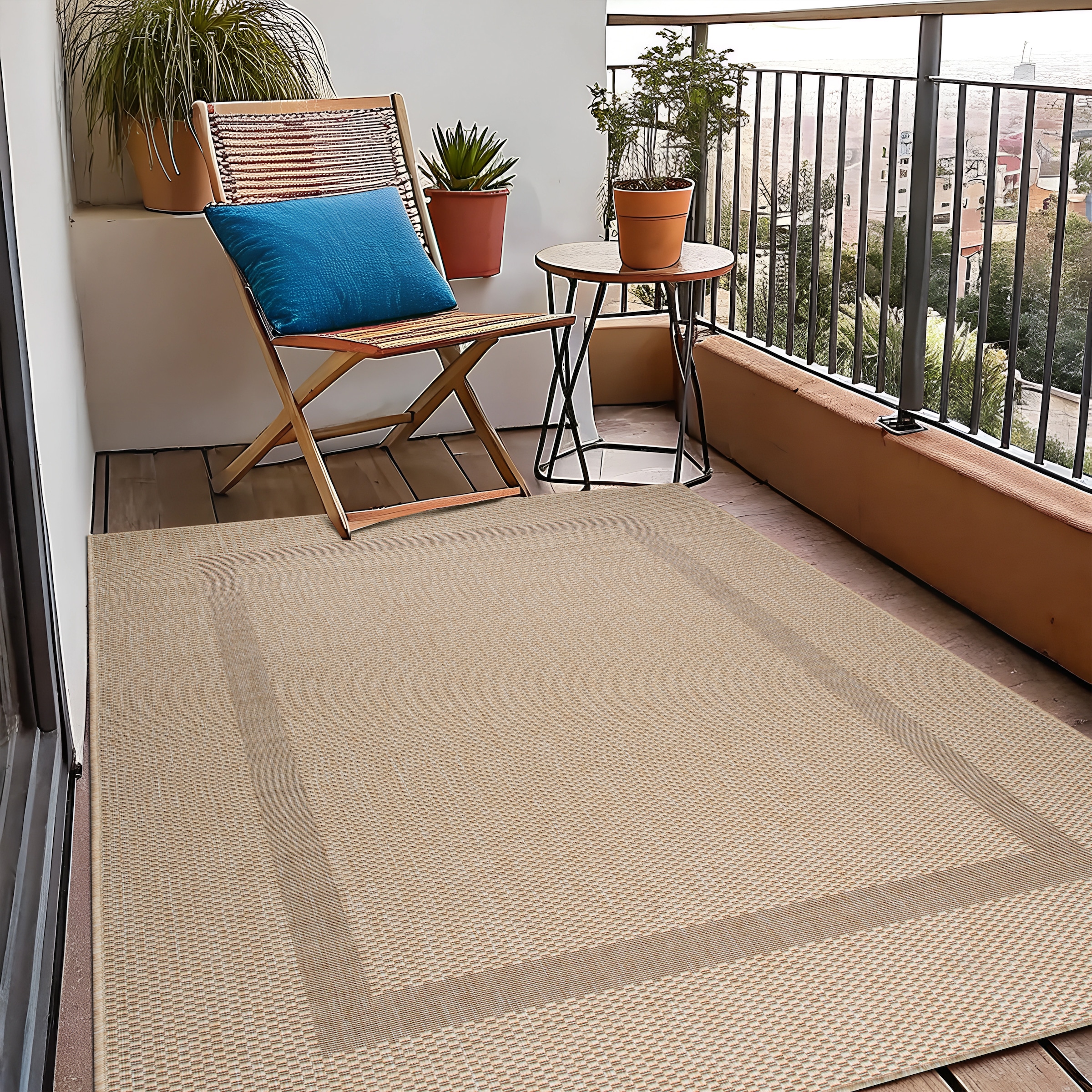 my home Teppich »Venedig Bordüre auch als Läufer erhältlich«, rechteckig, 3 mm Höhe, In- und Outdoor geeignet, Sisal-Optik, Wetterfest & UV-beständig