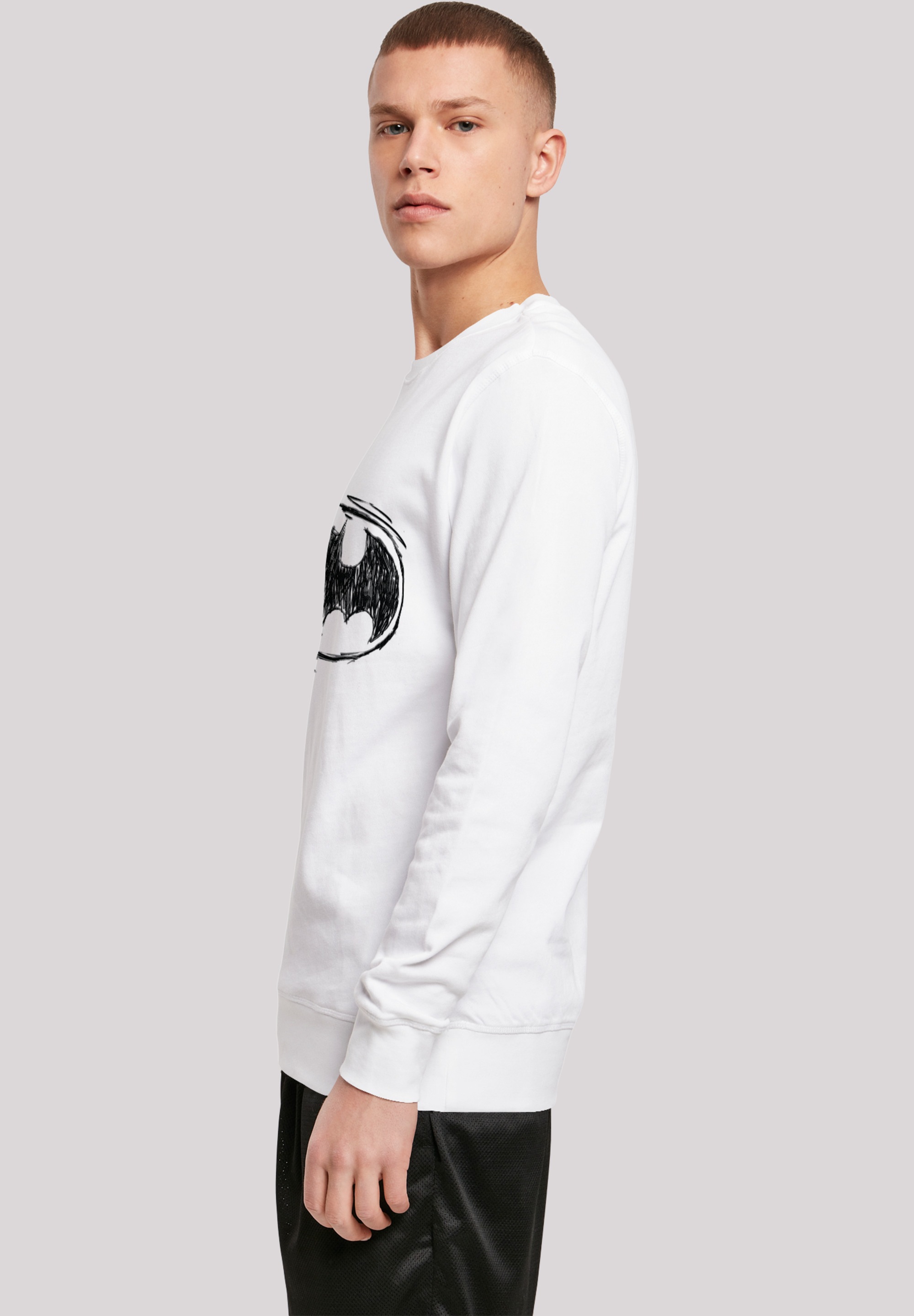 F4NT4STIC Rundhalspullover »F4NT4STIC Herren Batman Sketch Logo with Light Crew sweatshirt«, (1 tlg.)