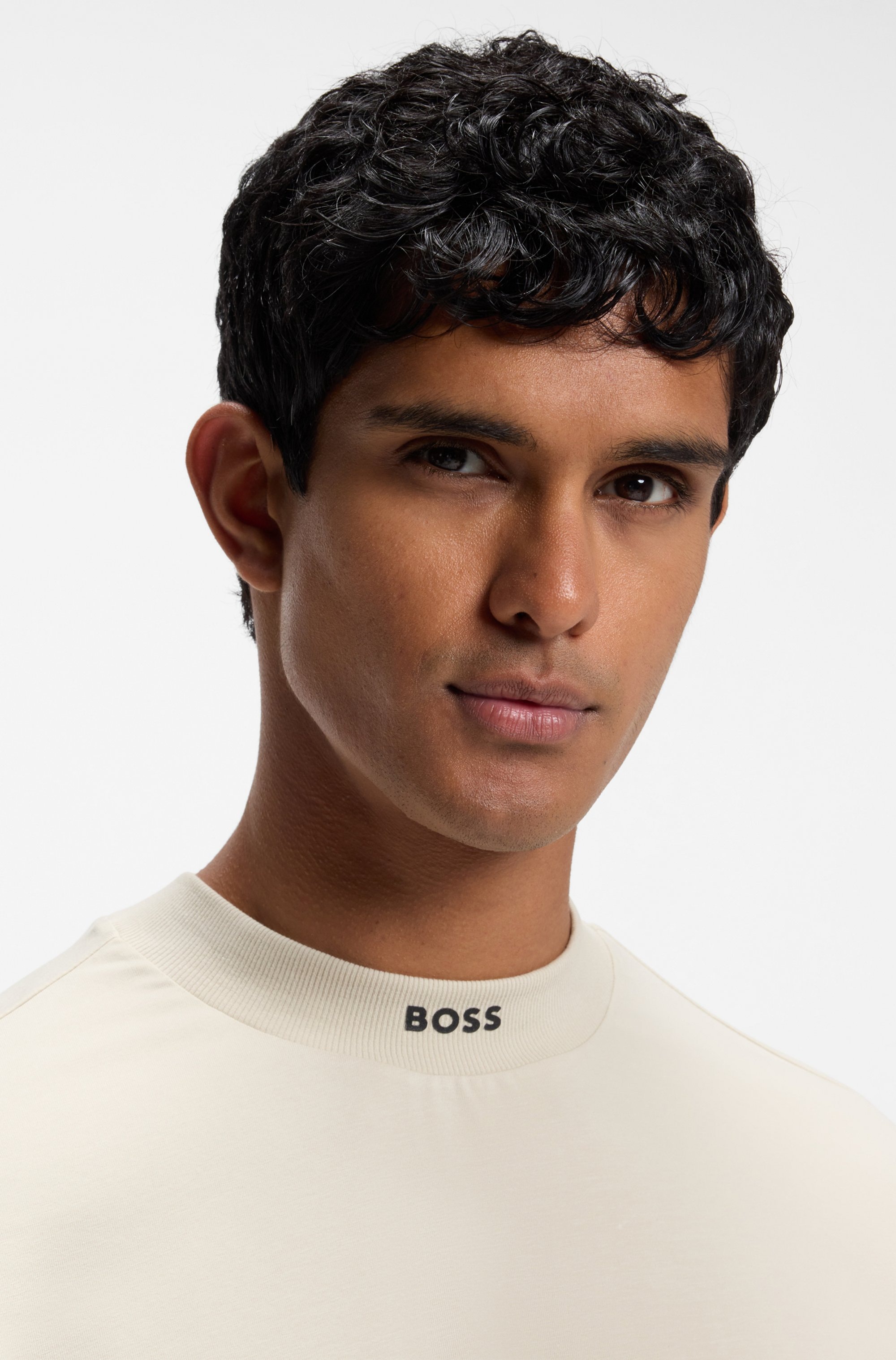 BOSS Green Tee Collar T-Shirt Light Beige XL 4
