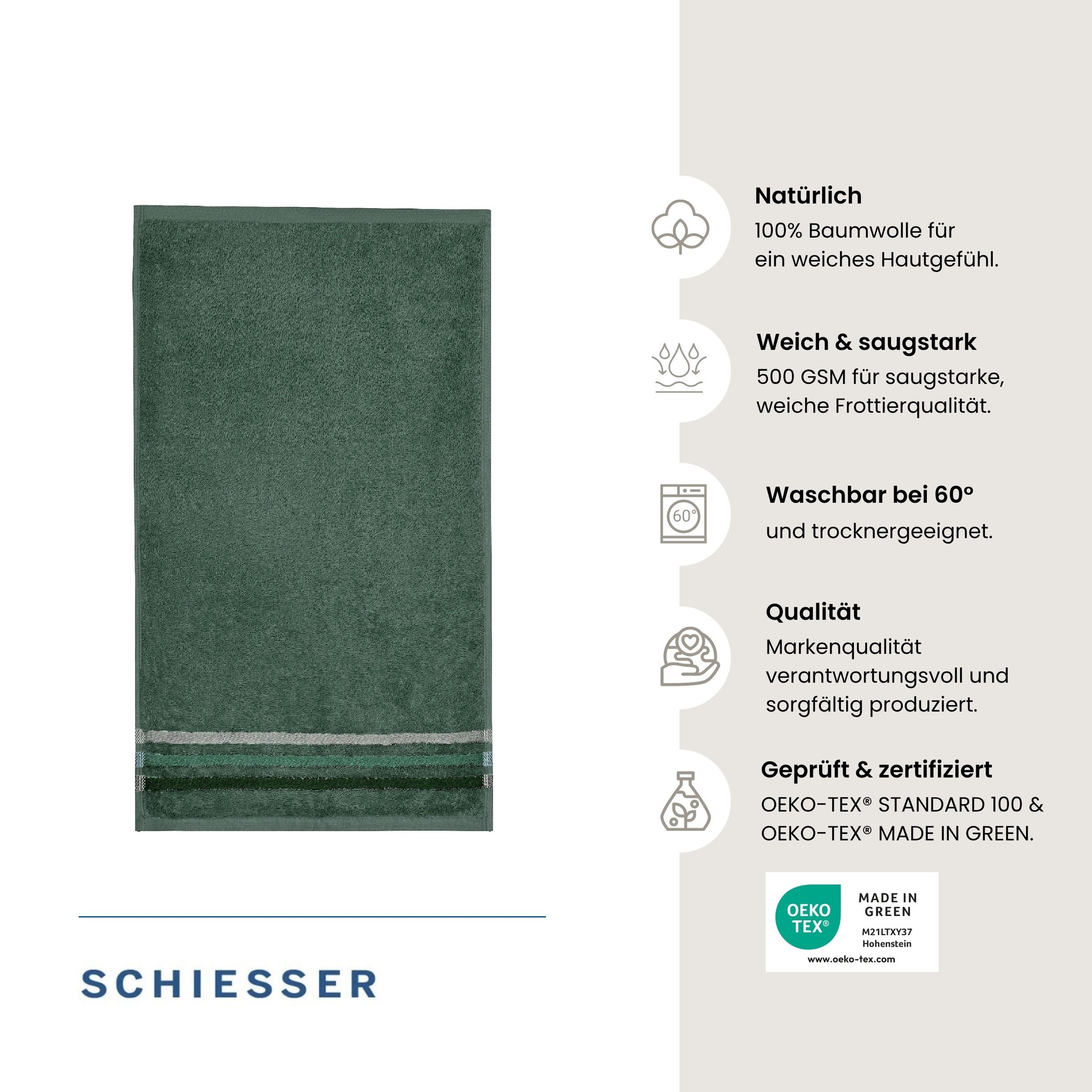 Schiesser Gaestehandtuecher »Skyline Color aus 100 % Baumwolle mit eleganter Streifenbordüre« OEKO-TEX® MADE IN GREEN