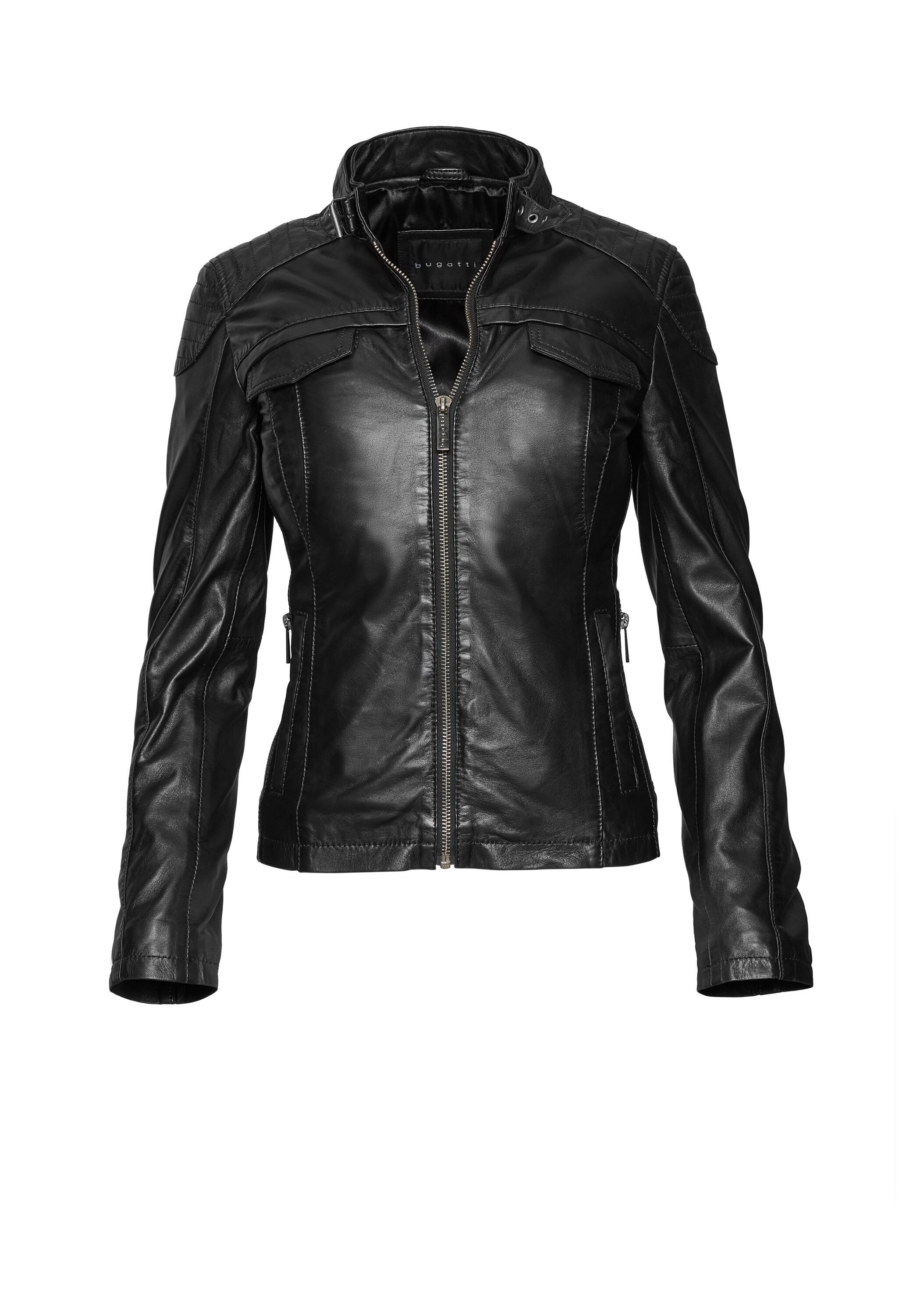 bugatti Lederjacke "bugatti Lederjacke" ohne Kapuze Taillierter Schnitt
