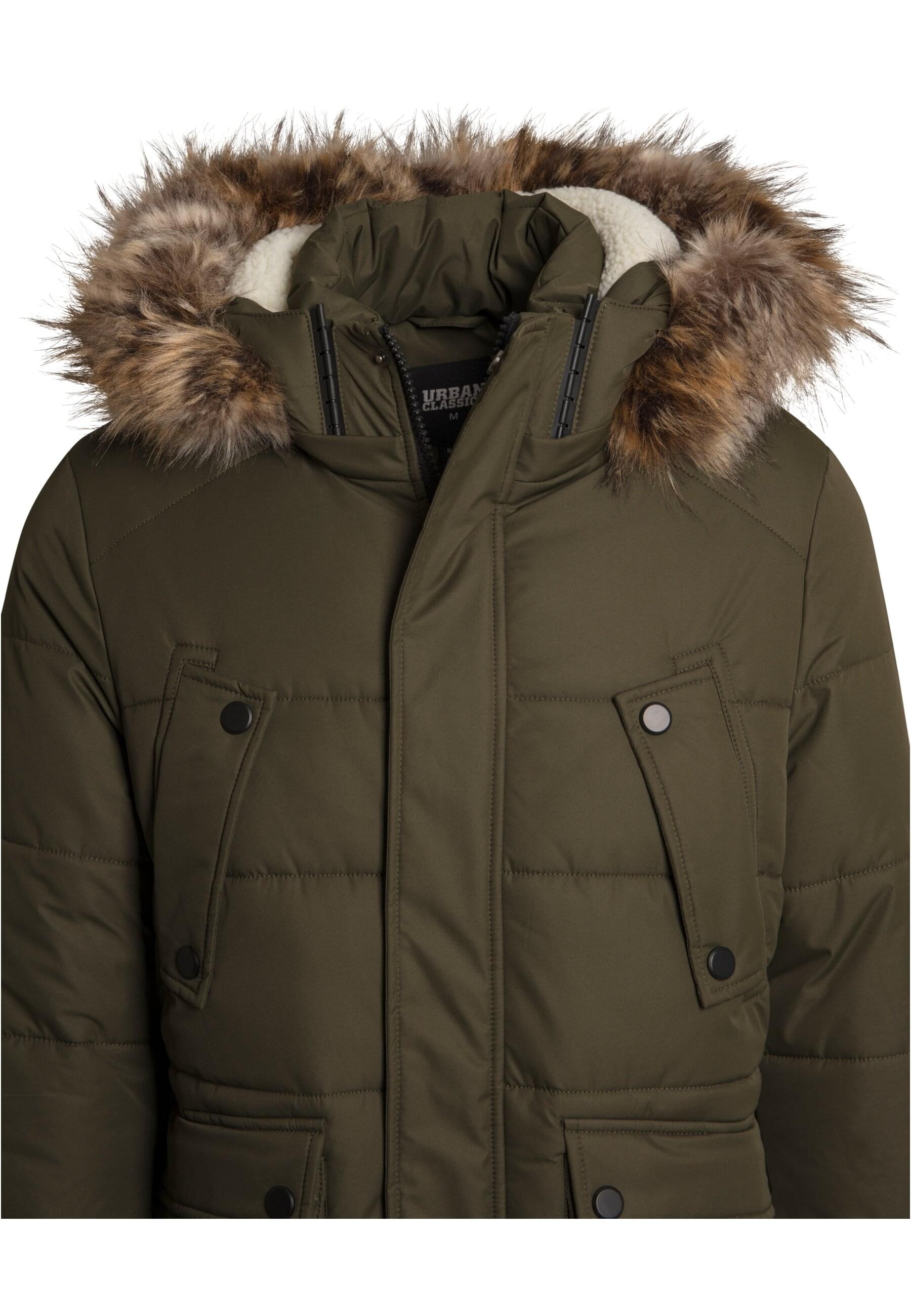 URBAN CLASSICS Winterjacke »Urban Classics Herren Faux Fur Hooded Jacket«, (1 St.), mit Kapuze