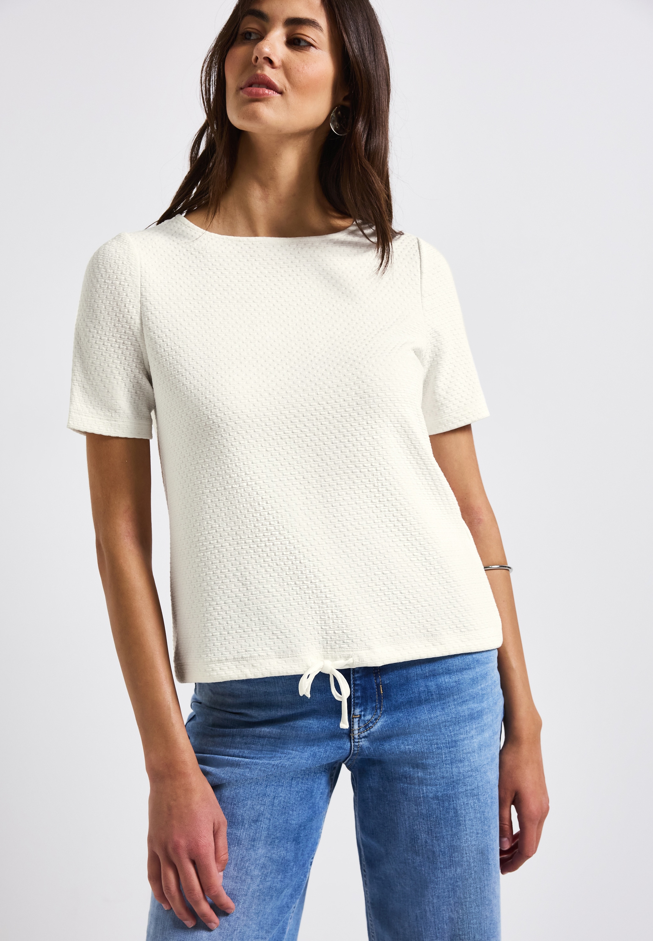 STREET ONE T-Shirt, mit Tunnelzug am Saum und in Struktur-Optik günstig online kaufen