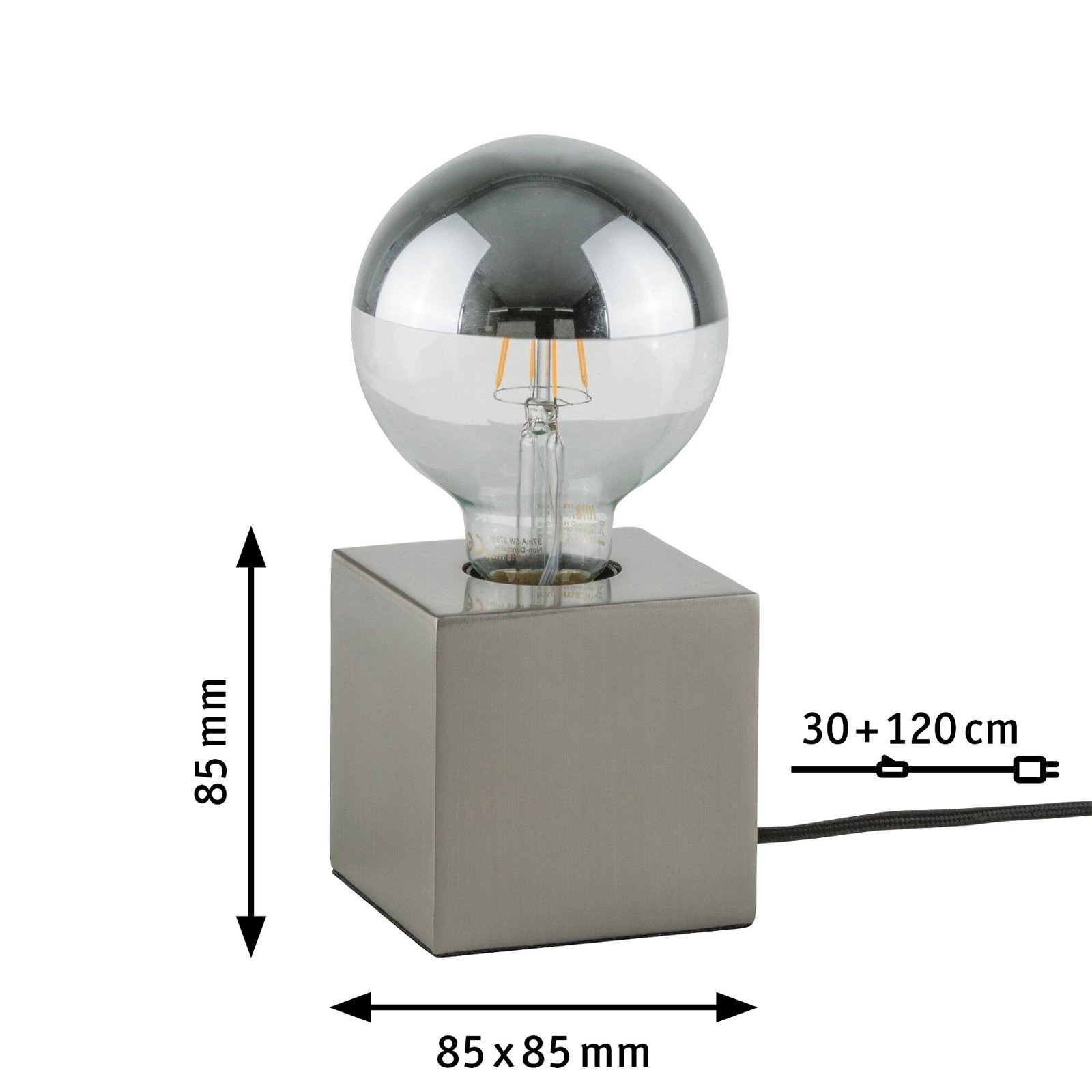 Paulmann Tischleuchte »Kura max1x20W E27 Eisen gebürstet 230V Metall«, 1 flammig, Leuchtmittel E27 | ohne Leuchtmittel