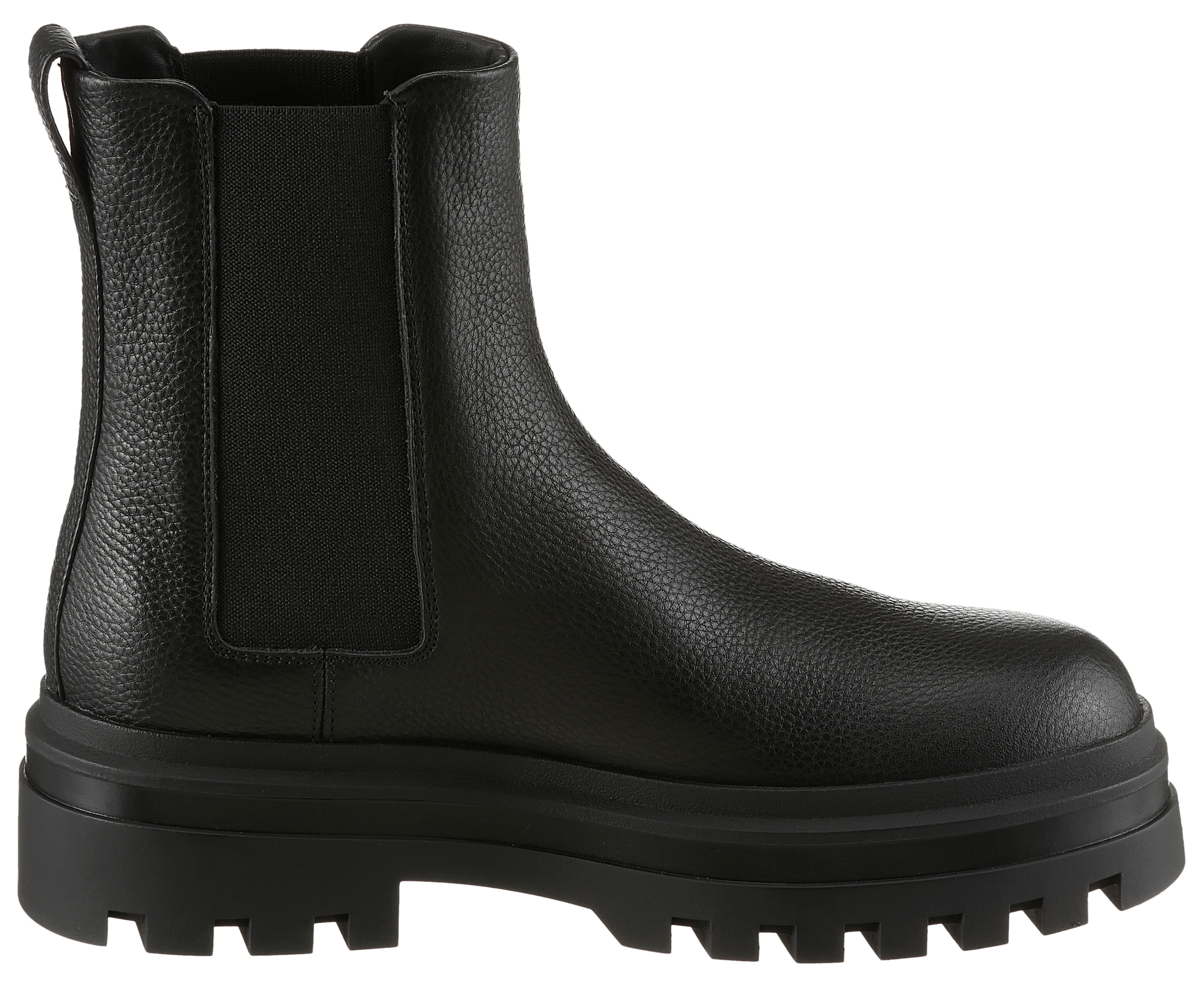 Calvin Klein Jeans Chelseaboots »LUGGED CHELSEA BOOT HIGH LTH«, Stiefelette, Klassik-Boots, Stretcheinsätze, mit Anziehlasche