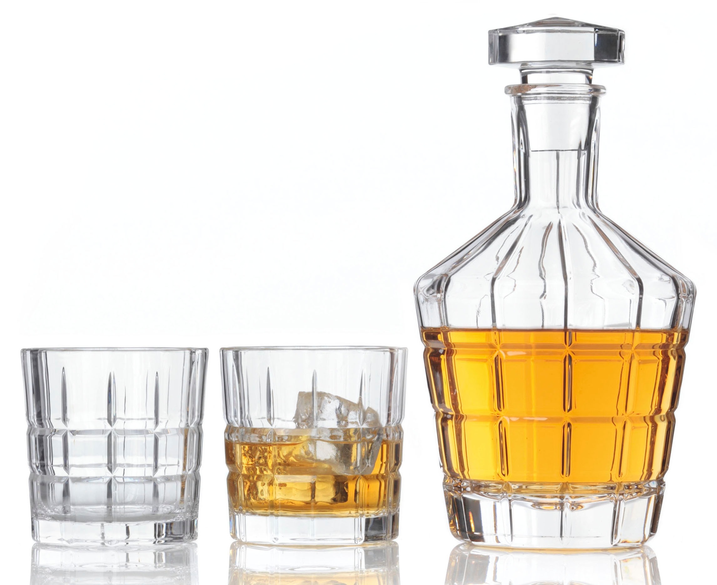 LEONARDO Gläser-Set »SPIRITII« 3-teilig (1 Karaffe, 2 Gläser), Reliefoptik