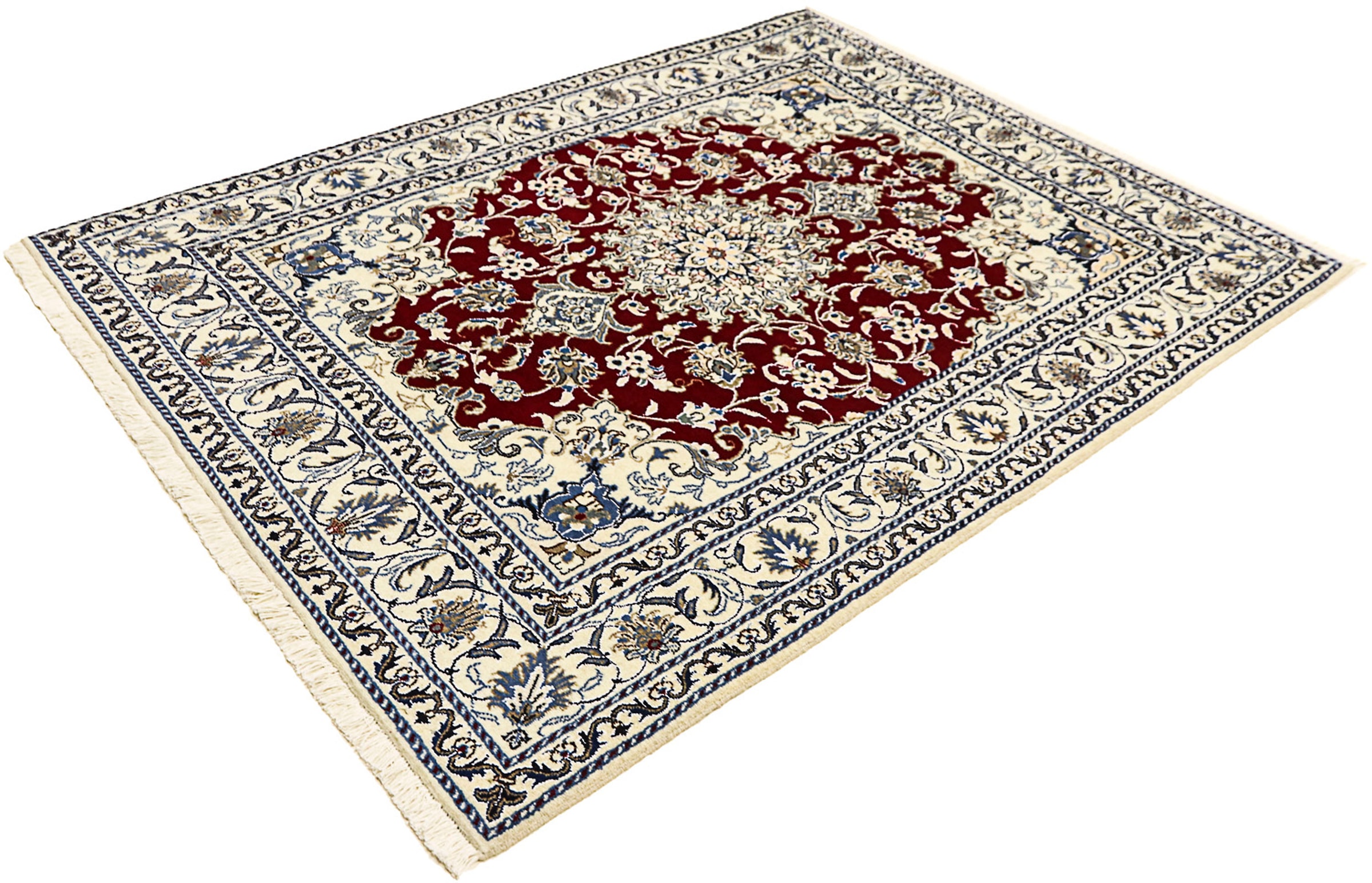 morgenland Orientteppich "Perser - Nain - 191 x 147 cm - dunkelrot", rechteckig, 12 mm Höhe, Wohnzimmer, Handgeknüpft, E