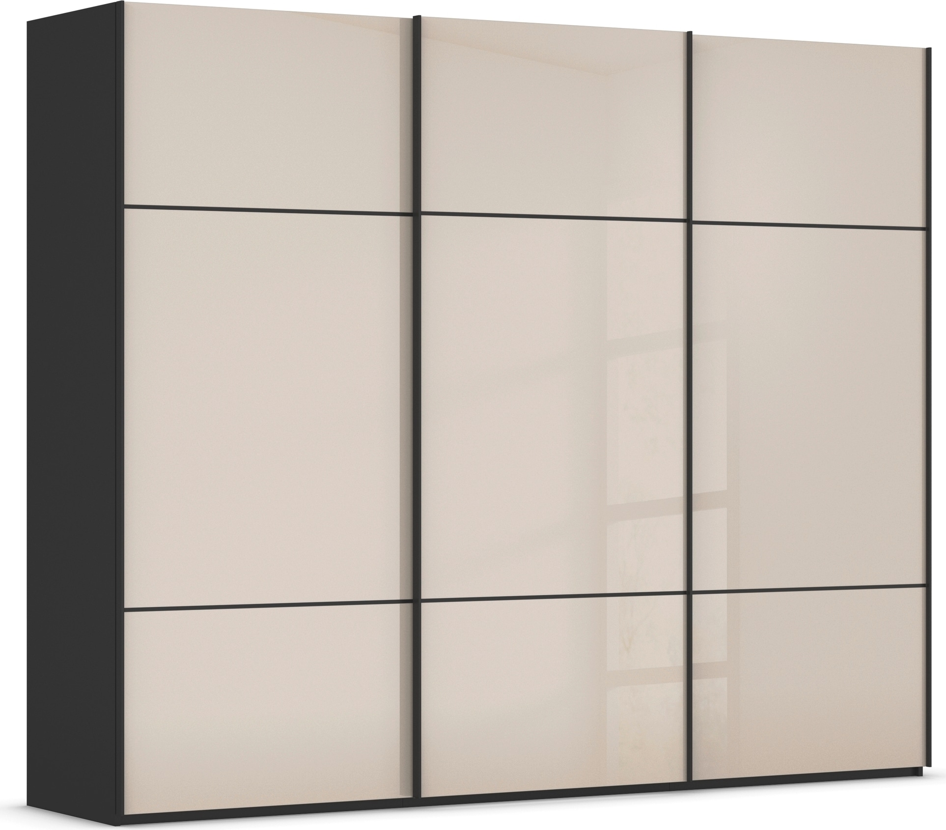 rauch "Kleiderschrank Schrank Garderobe Schlafzimmerschrank SCALE-TRIO" edle dreigeteilte Front mit 2 Zierleisten Glasfront MADE IN GERMANY
