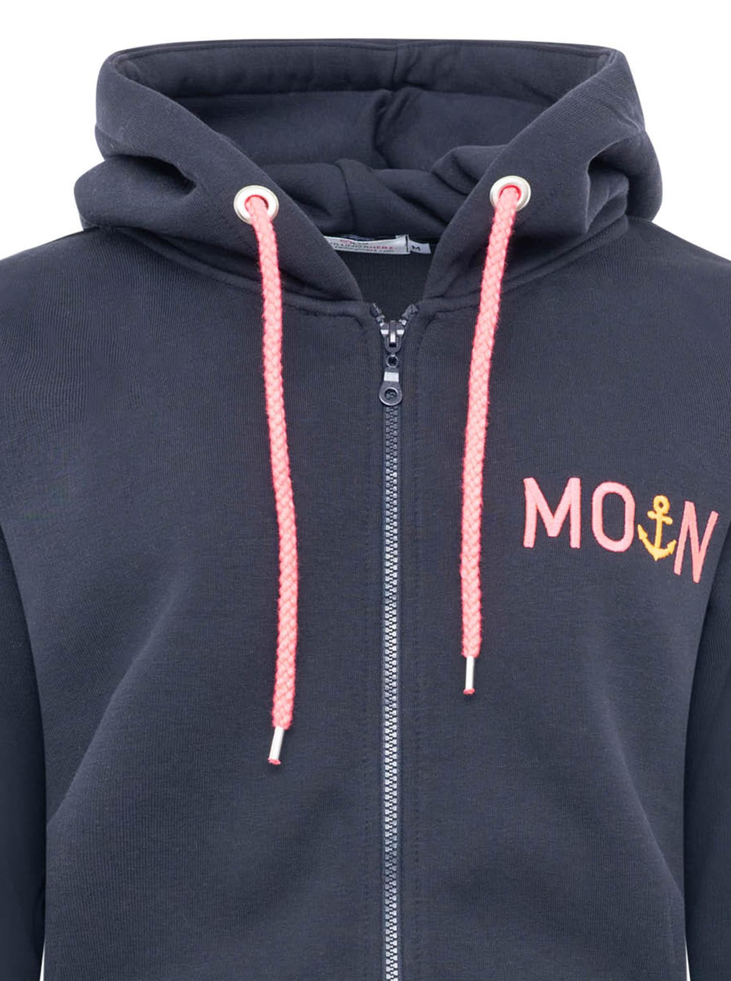 Zwillingsherz Kapuzensweatjacke Regular Fit, Stickerei, Reißverschluss, Langarm, Kontast-Details