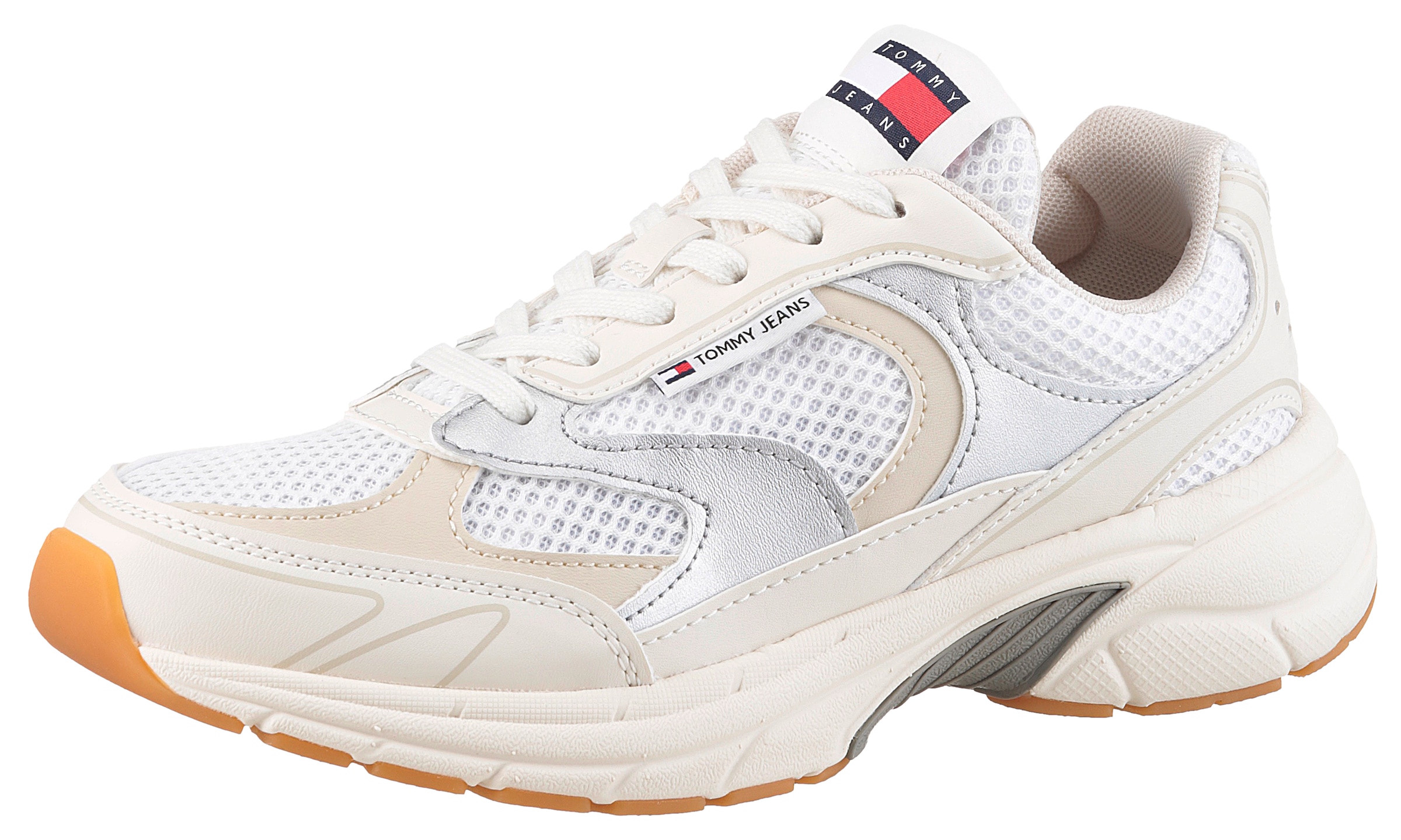 Tommy Jeans Keilsneaker »THE CONEY METALLIC«, Freizeitschuh, Schnürschuh, Halbschuh, Ugly-Sneaker, Logo-Aufnäher