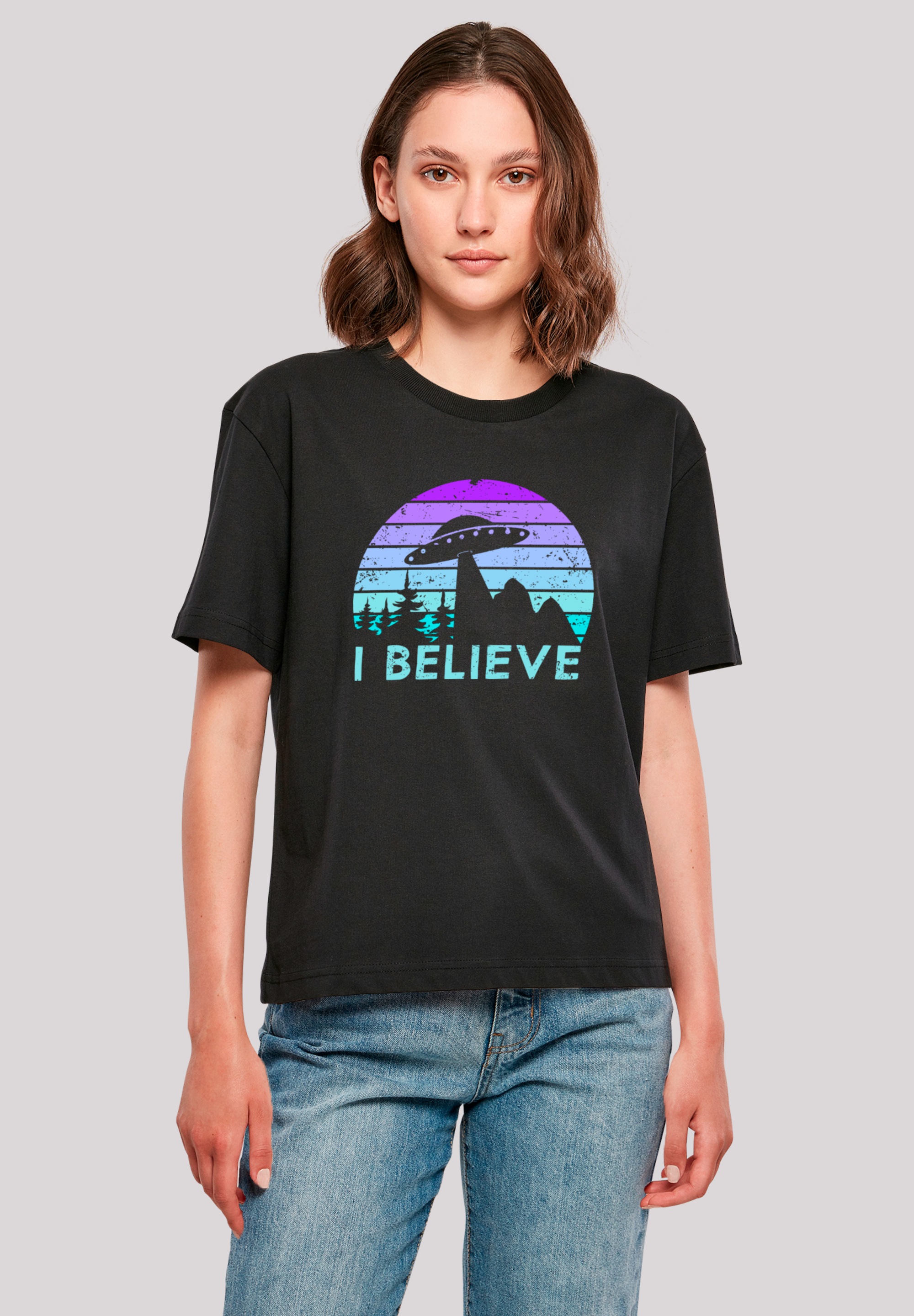 F4NT4STIC T-Shirt "I BELIEVE UFO Alien Raumschiff Retro", Premium Qualität günstig online kaufen