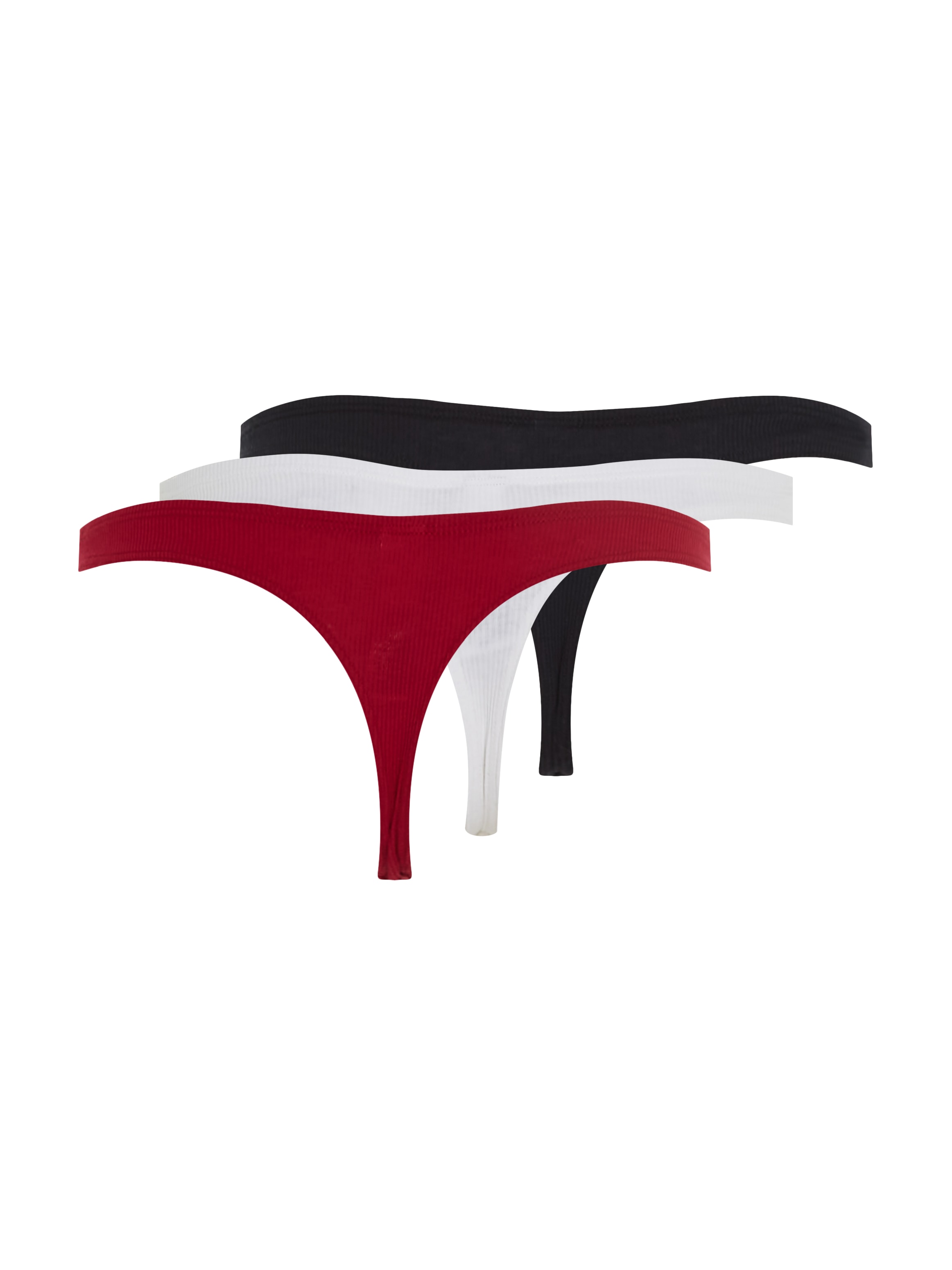Tommy Hilfiger Underwear Slip »3P THONG (EXT. SIZE)«, (Packung, 3 St., 3er), in Rippoptik mit Tommy Hilfiger Logo-Badge