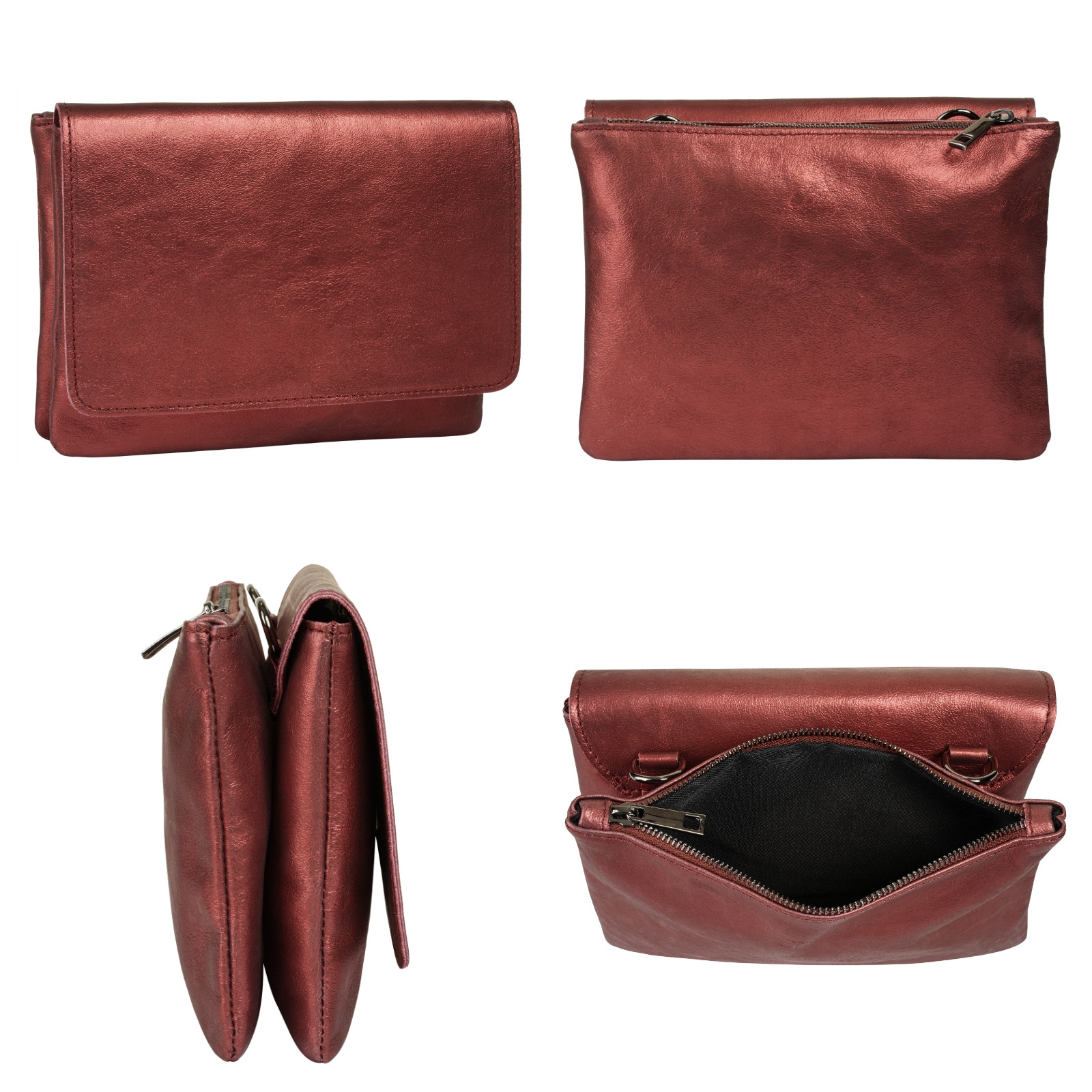 Cluty Umhängetasche, echt Leder, Made in Italy