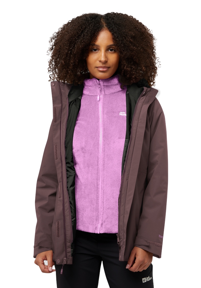 Jack Wolfskin 3-in-1-Funktionsmantel "ROTWAND 3IN1 JKT W" wasserdichte Außenjacke, wärmende Innenjacke