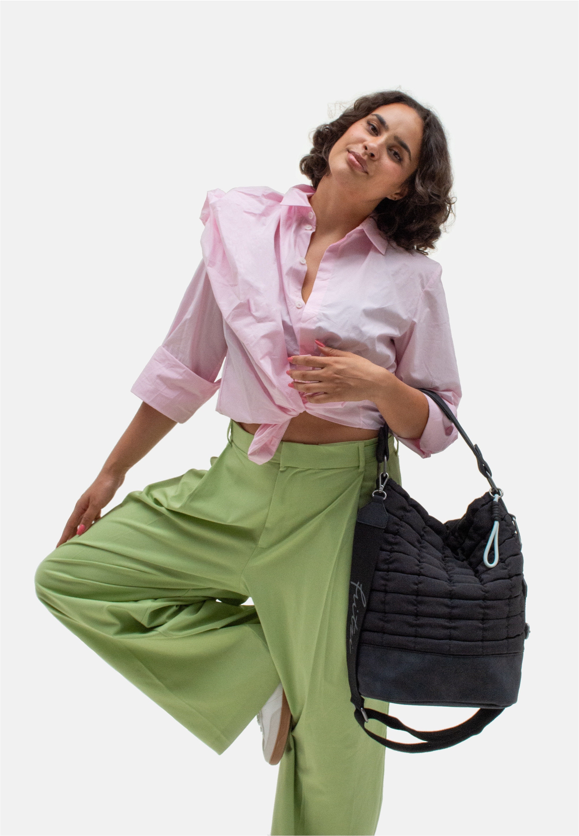 Fritzi aus Preußen Henkeltasche »Olga Limited Black Bubble«, aus mattem 3D-Bubble Nylon-Material