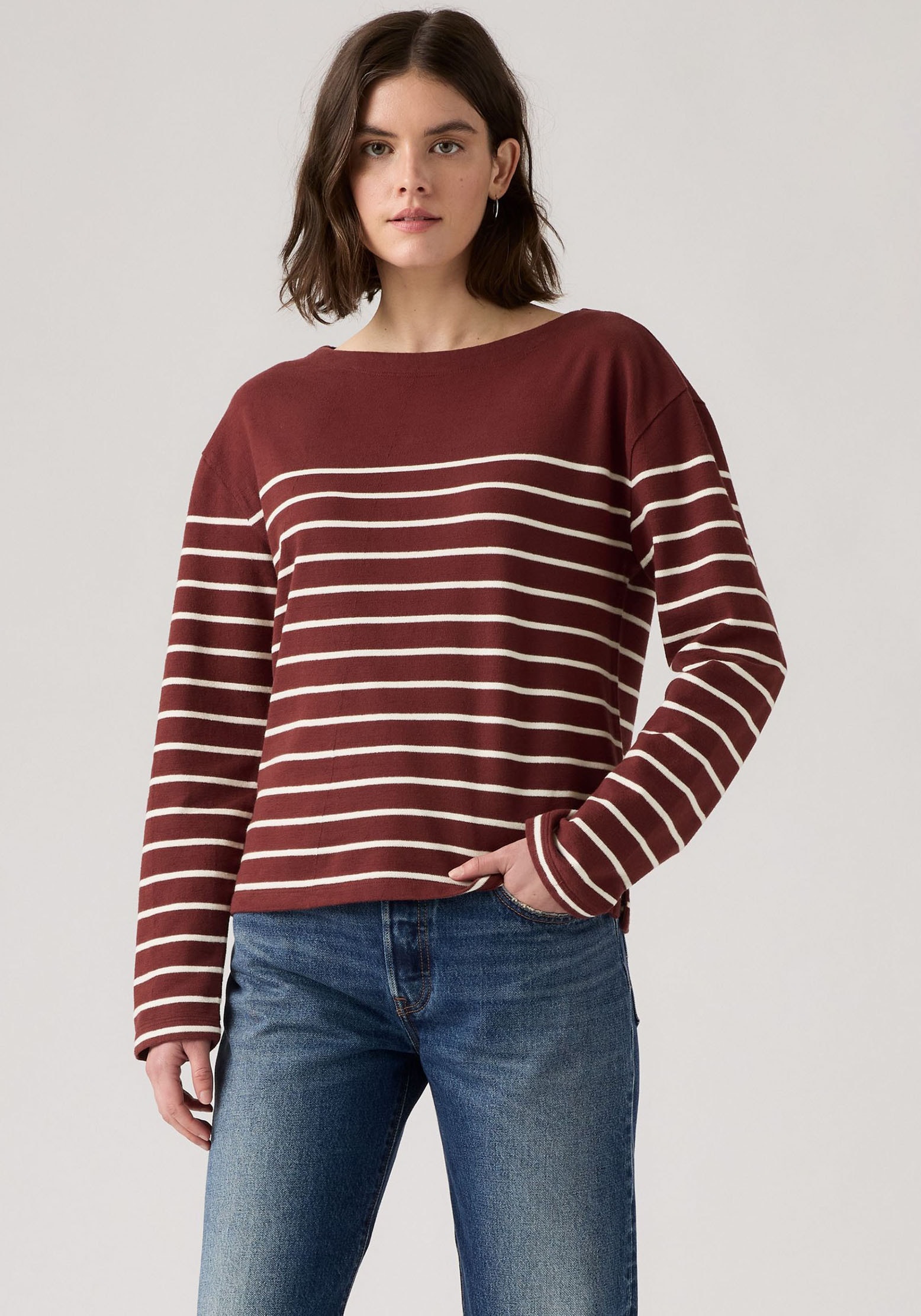 Levis Langarmshirt "MARIN STRIPE TOP" Saum mit kurzen Seitenschlitzen günstig online kaufen