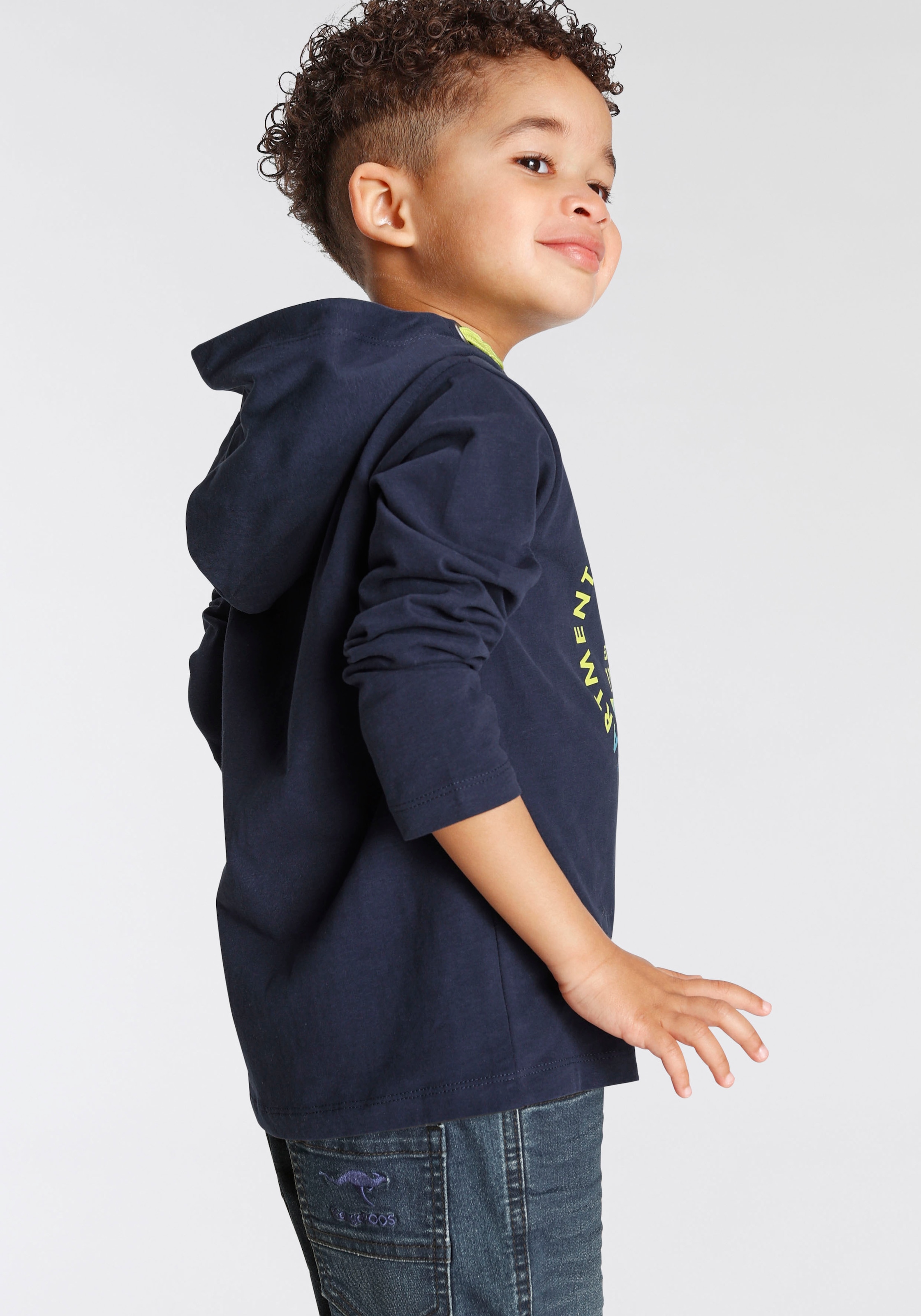 KangaROOS Langarmshirt »Shirt für kleine Jungen«, Kapuzenshirt mit Print
