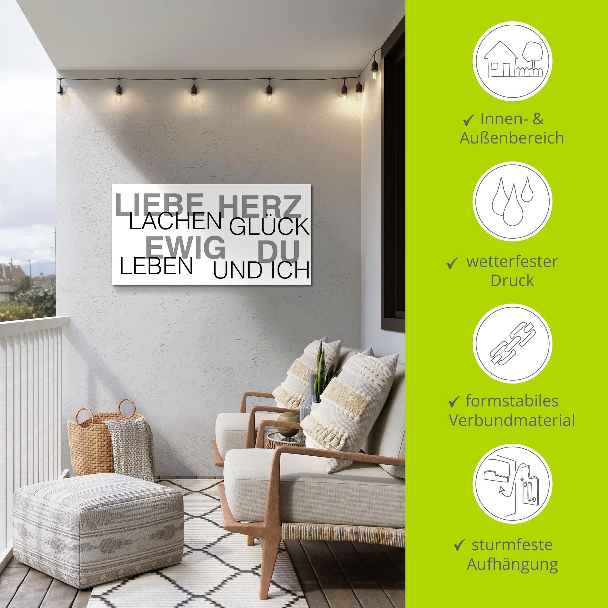 Artland Wandbild »Liebe Statement Bild«, Sprüche & Texte, (1 St.), als Alubild, Outdoorbild, Leinwandbild, Wandaufkleber, versch. Größen