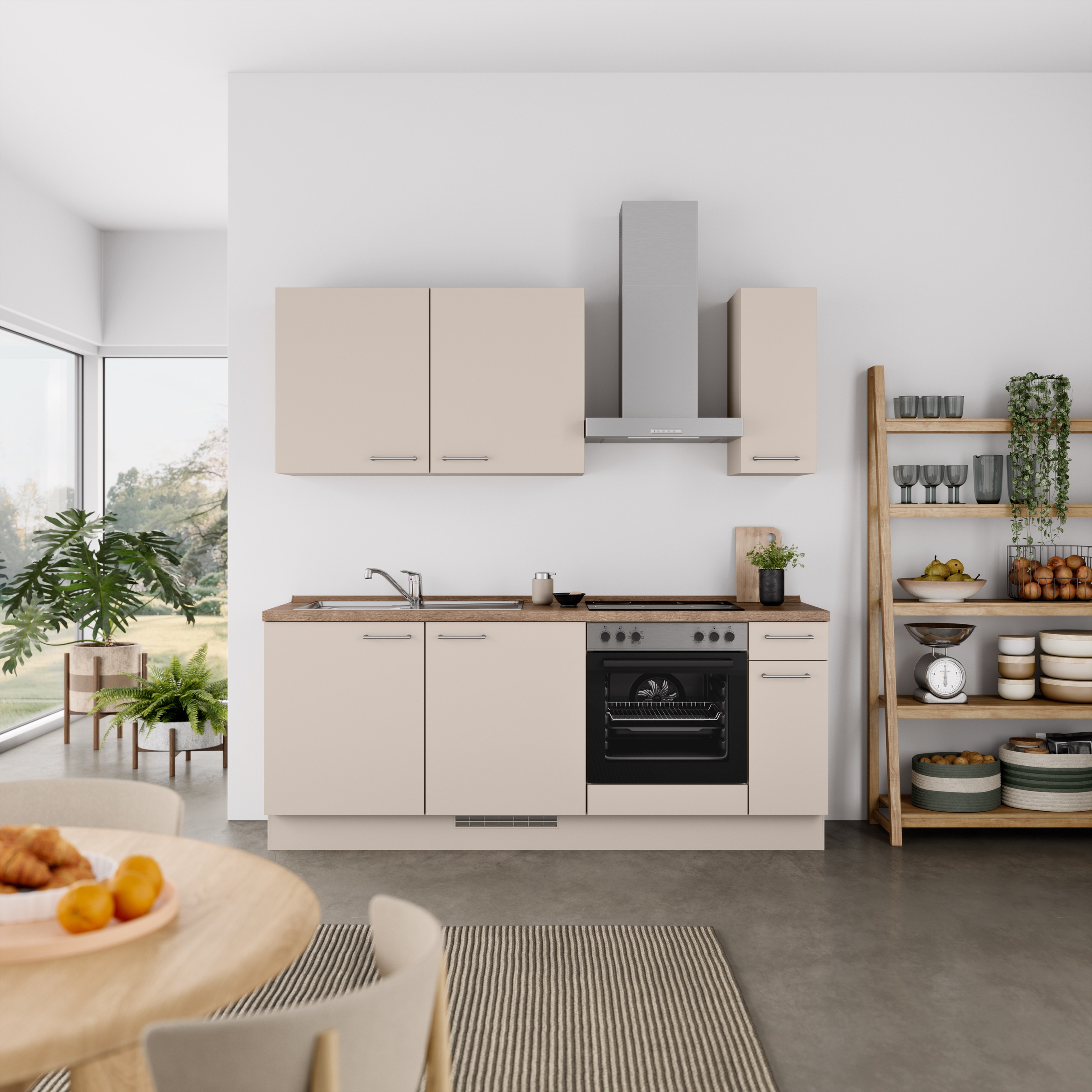nobilia® Küchenzeile »"Laser I", Breite 210 cm, Ausrichtung wählbar«, vormontiert, wahlw. mit unterschiedlichen E-Geräten-Sets