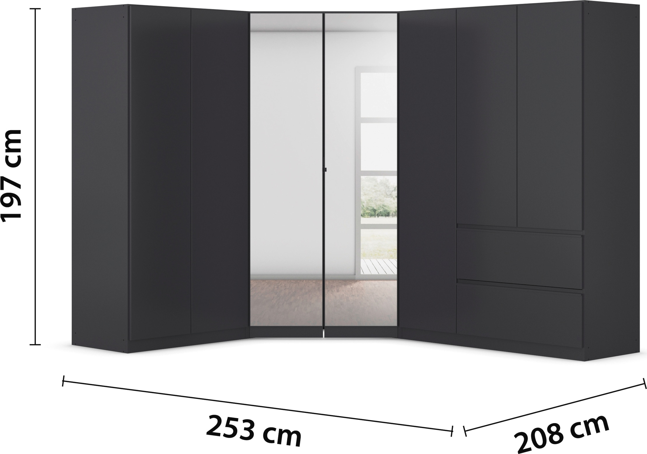rauch Schrank-Set »Kleiderschrank Schrank Garderobe Wäscheschrank COSTA mit Spiegel«, viel Platz, grifflose Front und Push-to-Open Funktion MADE IN GERMANY