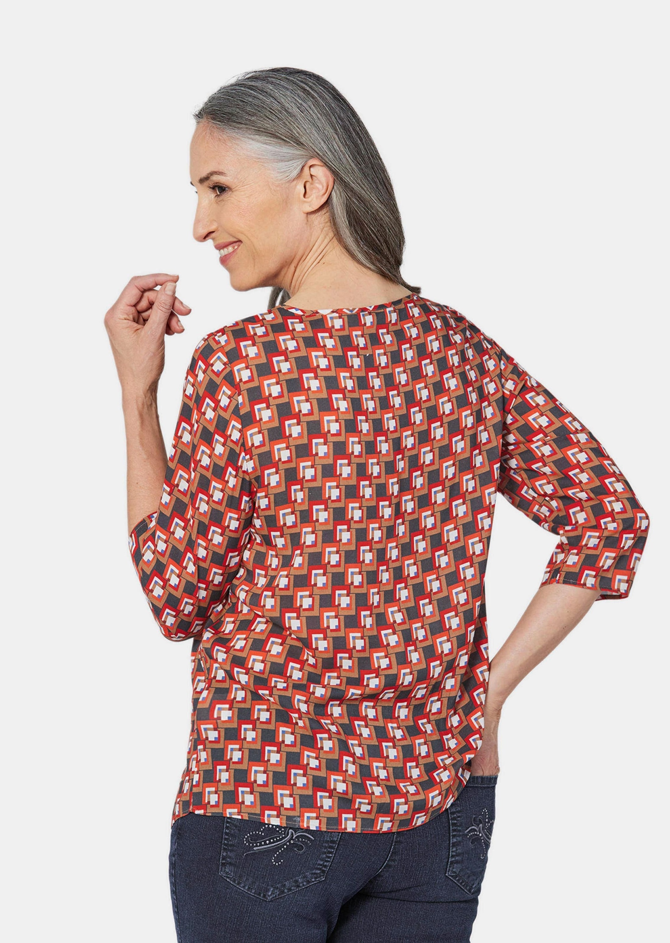 GOLDNER Schlupfbluse »Bluse Bluse 3/4-Arm mit grafischem Druck«