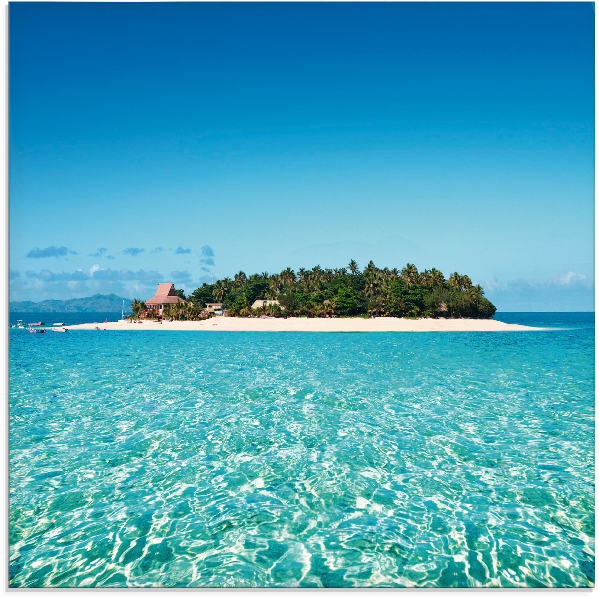 Größen verschiedenen Glasbild in Fiji | »Verblüffende klares Insel Gewässer, Artland (1 und BAUR St.), Meer«, bestellen