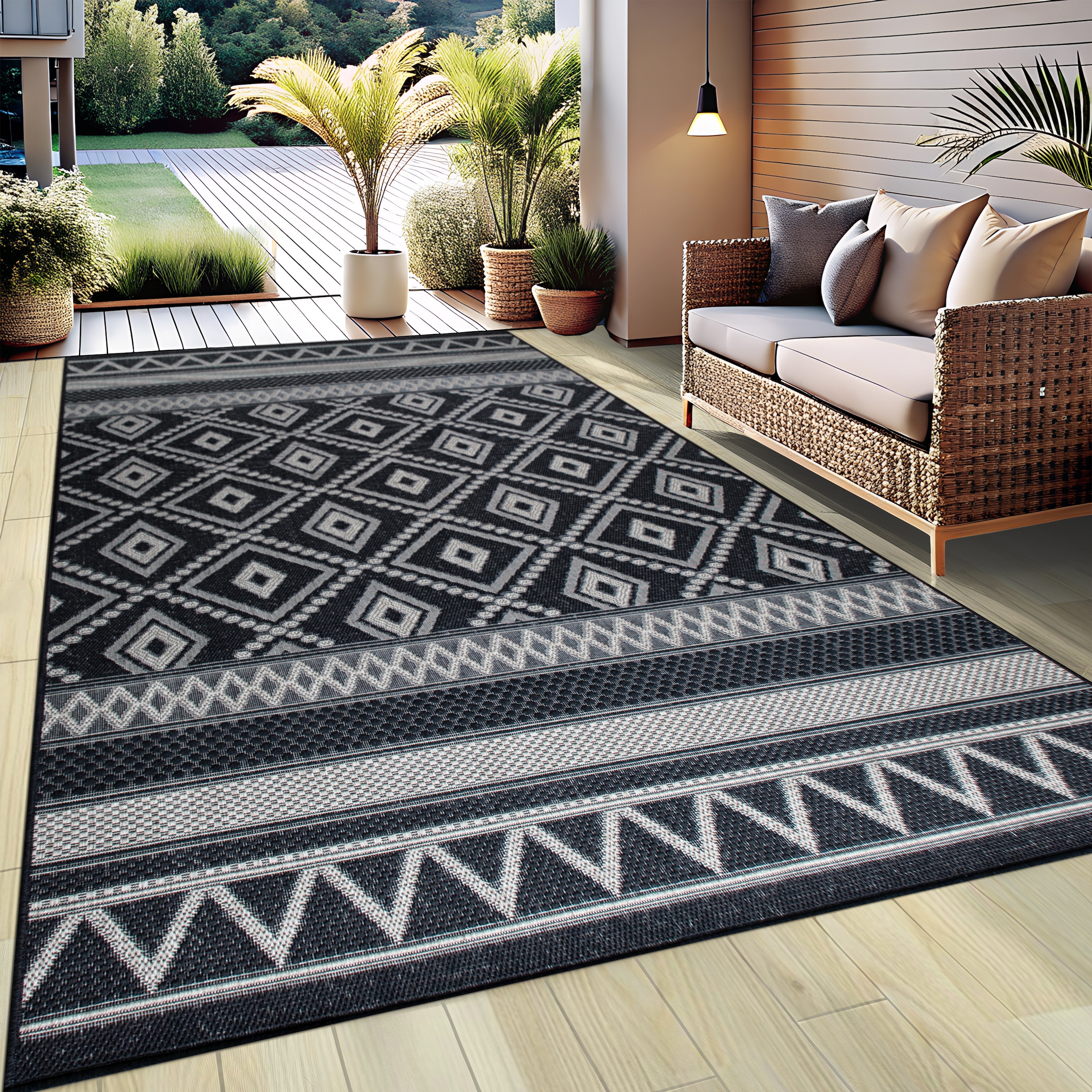 my home Teppich »Toronto auch als Läufer erhältlich«, rechteckig, 3 mm Höhe, In- und Outdoor geeignet, Sisal-Optik, Wetterfest & UV-beständig, Boho