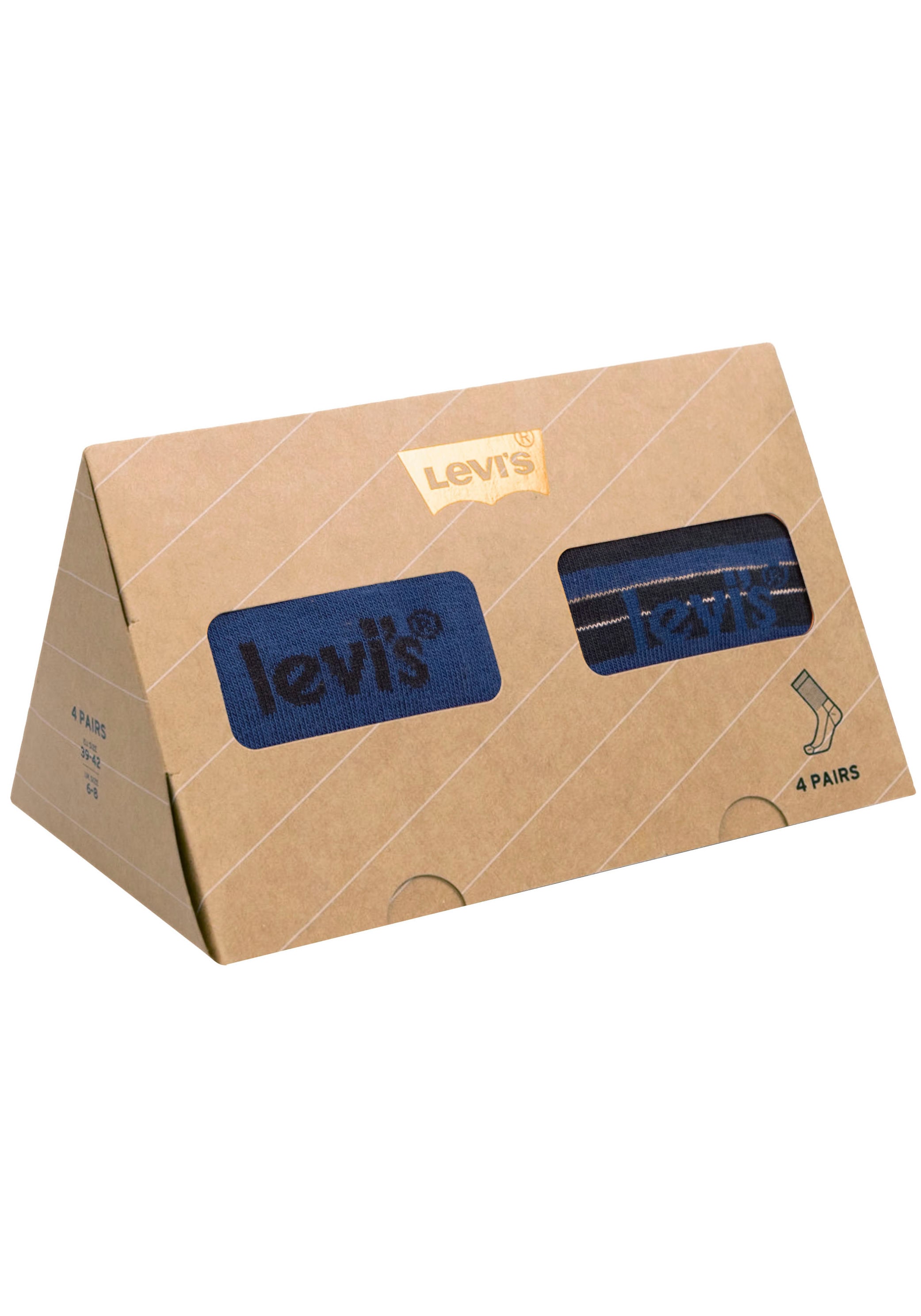 Levi's® Socken, (Packung, 4 Paar, 4er-Pack), LEVIS GIFTBOX REG CUT STRIPE 4P