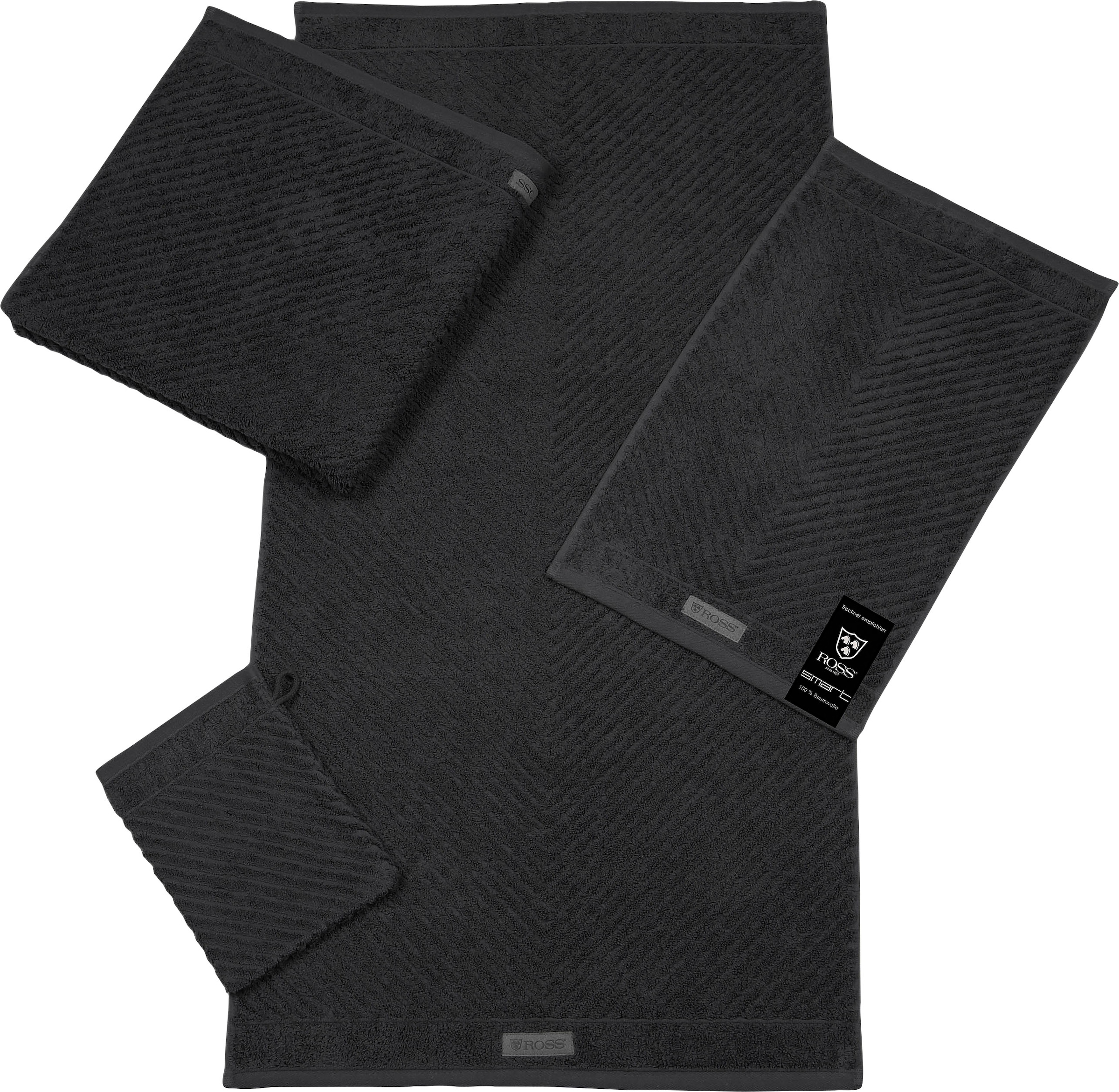 ROSS Handtuch »Smart«, Velourslabel mit Uni-Rippe | BAUR kaufen St.), (2