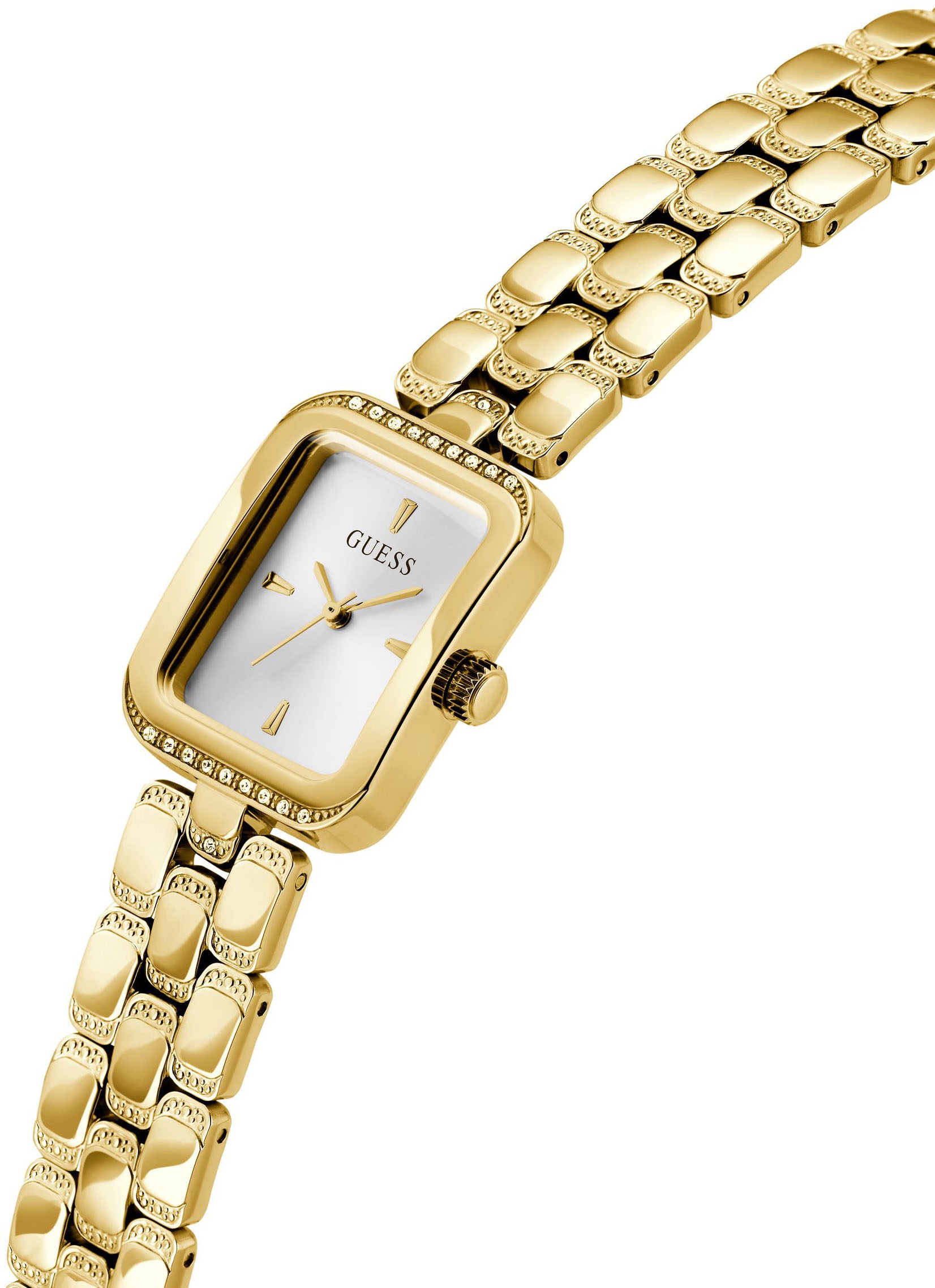 Guess Quarzuhr »ISLA«, Armbanduhr, Damenuhr, Edelstahlarmband