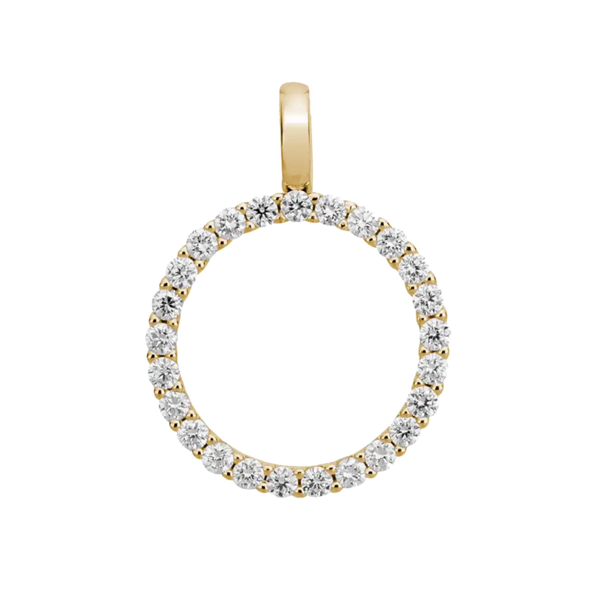 LYOMI Damen Kettenanhänger "585/- Gelbgold Kreis 25 synth. Diam. 0,94ct.", one-size, 0,94 VS = sehr kleine Einschlüsse, Gold, 2,4 g, gold, Gold,
