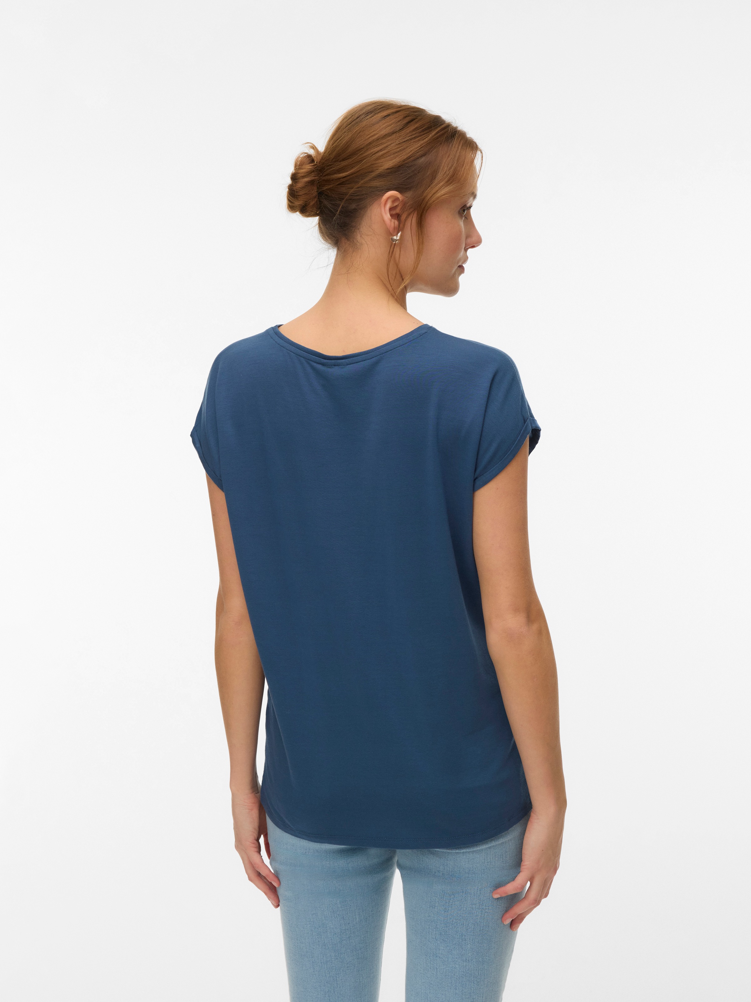 Vero Moda Rundhalsshirt "VMAVA PLAIN SS TOP GAJRS NOOS" Materialmix, regula günstig online kaufen