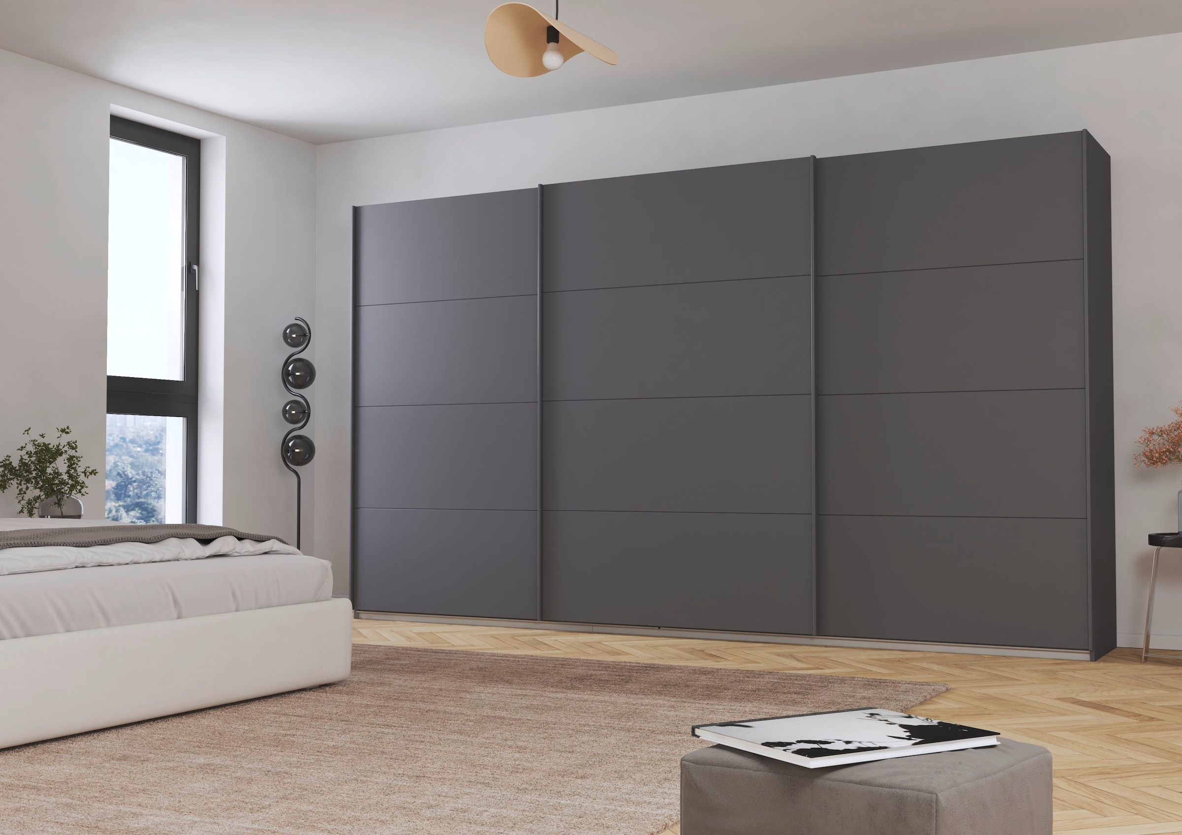 rauch Schwebetürenschrank »Kleiderschrank Schrank Garderobe AGORDO mit Dekor- oder Hochglanzfront«, (in zwei Griff-Farben), durchdachte Innenausstattung, in 4 Breiten und 2 Höhen MADE IN GERMANY