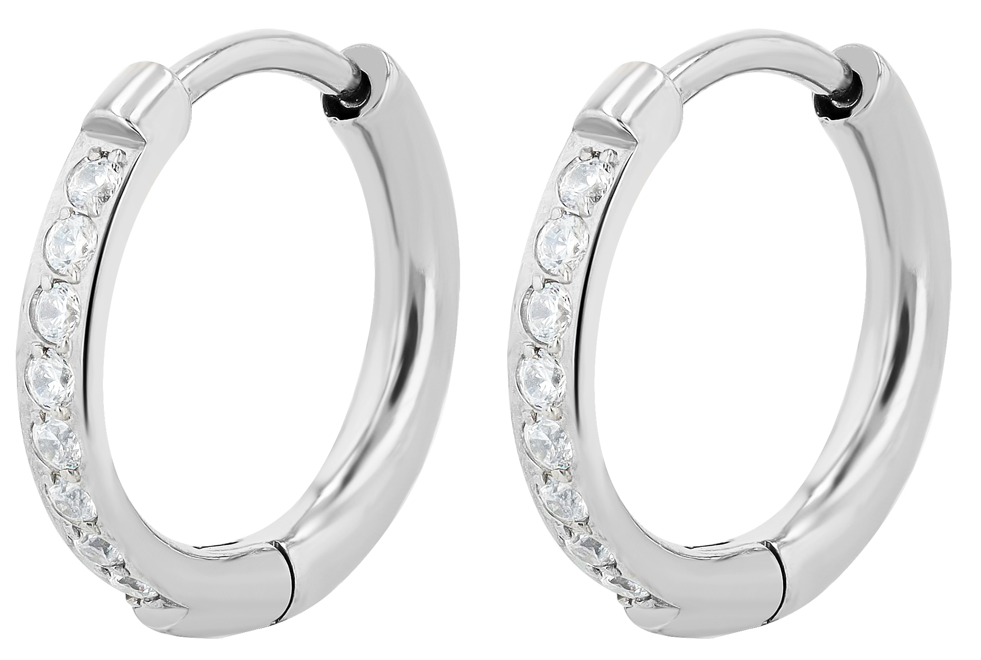 Adelia´s Klappcreolen »Damen Ohrringe – Klappcreole aus Titan mit Strass Steinchen« Zum Verschenken – ideal zum Valentinstag