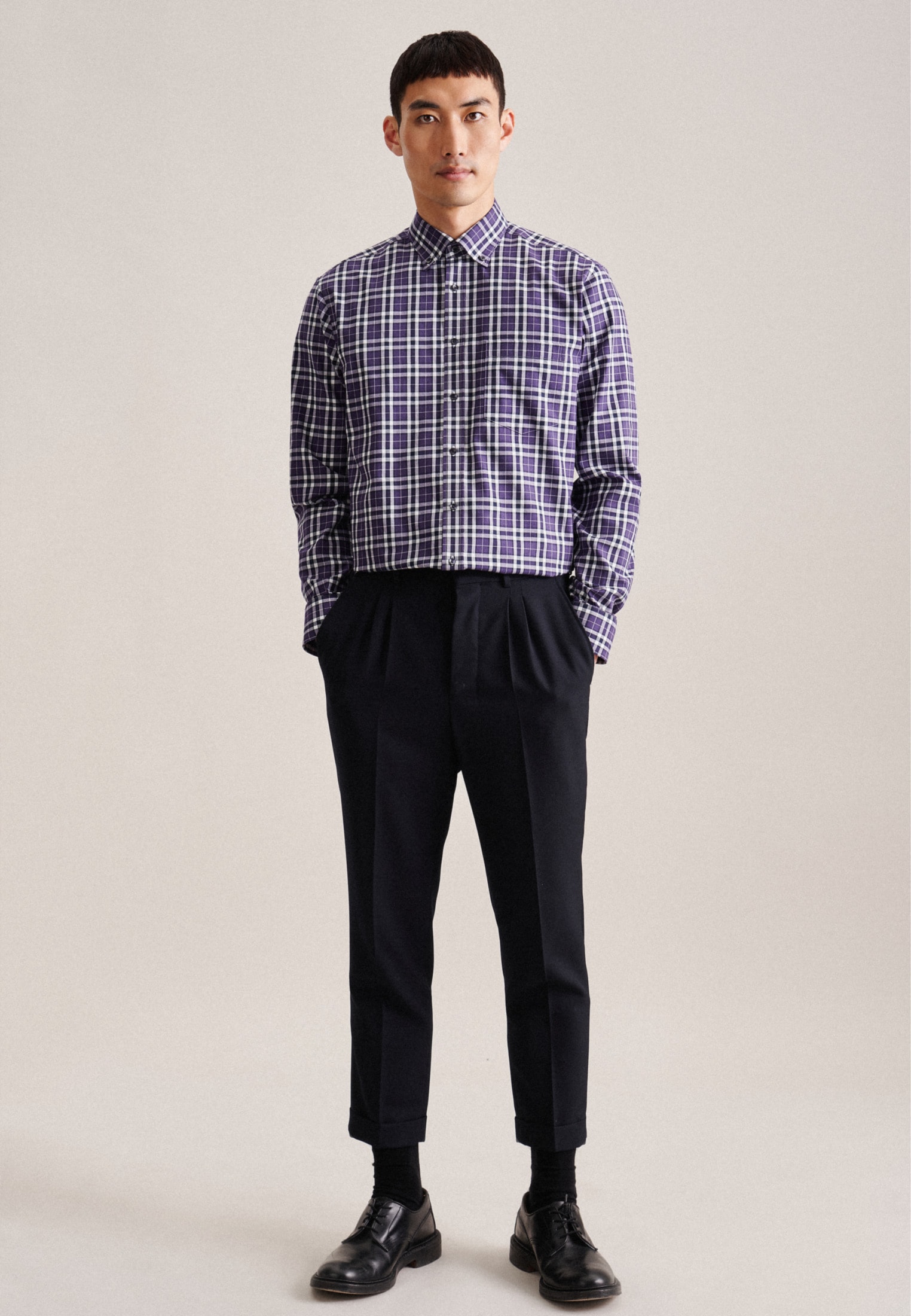 seidensticker Flanellhemd »Regular«, Regular Langarm Button-Down-Kragen Karo