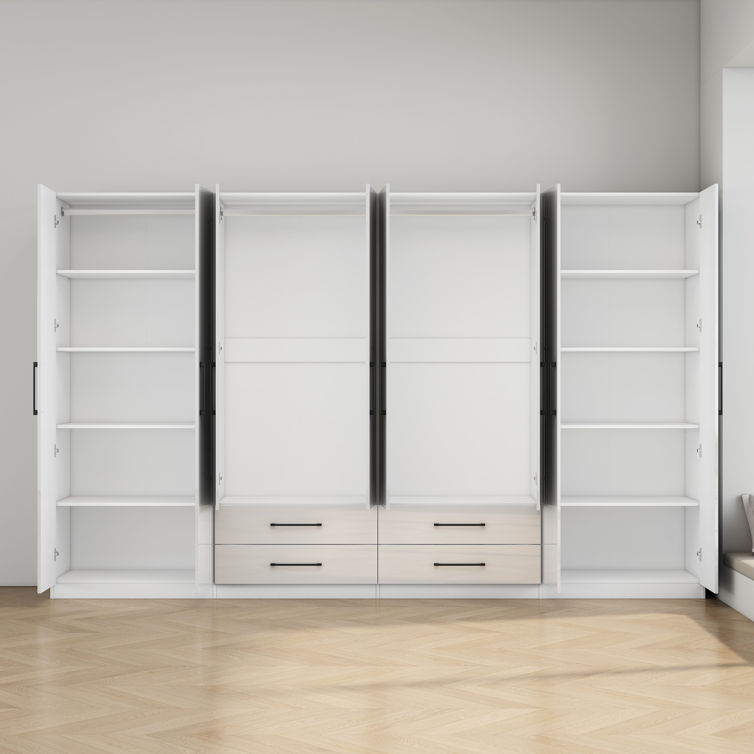 OTTO home Kleiderschrank »Sylt Schlafzimmerschrank Garderobe Schrank in hochglanz mit 8 Türen« Drehtürenschrank mit perfekter Innenausstattung