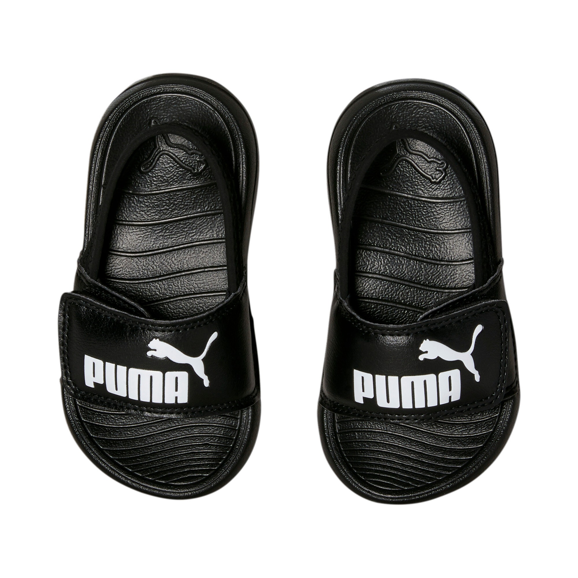 Badesandale PUMA "POPCAT 20 BACKSTRAP AC INF", Mädchen, Gr. 25, schwarz (puma schwarz, puma weiß), Synthetik, unifarben, Schuhe Sandale, mit gepolstertem Front-Strap und Fersenriemen, aus Synthetik 3