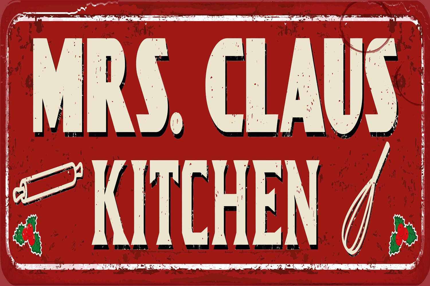 queence Metallbild "Mrs. Claus Kitchen", Schriftzüge-Schriftzug-Weihnachten günstig online kaufen