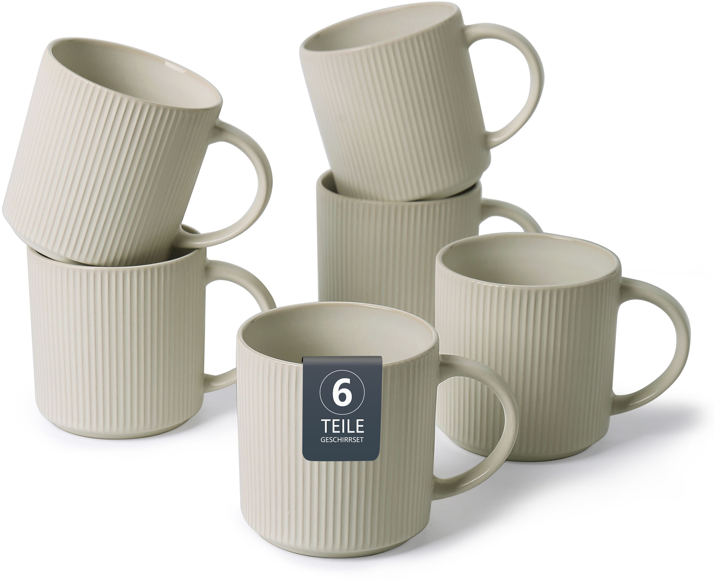 OTTO home Becher "Kaffeebecher Ylvii, 6er Set" Riffeloptik, spülmaschinenfe günstig online kaufen
