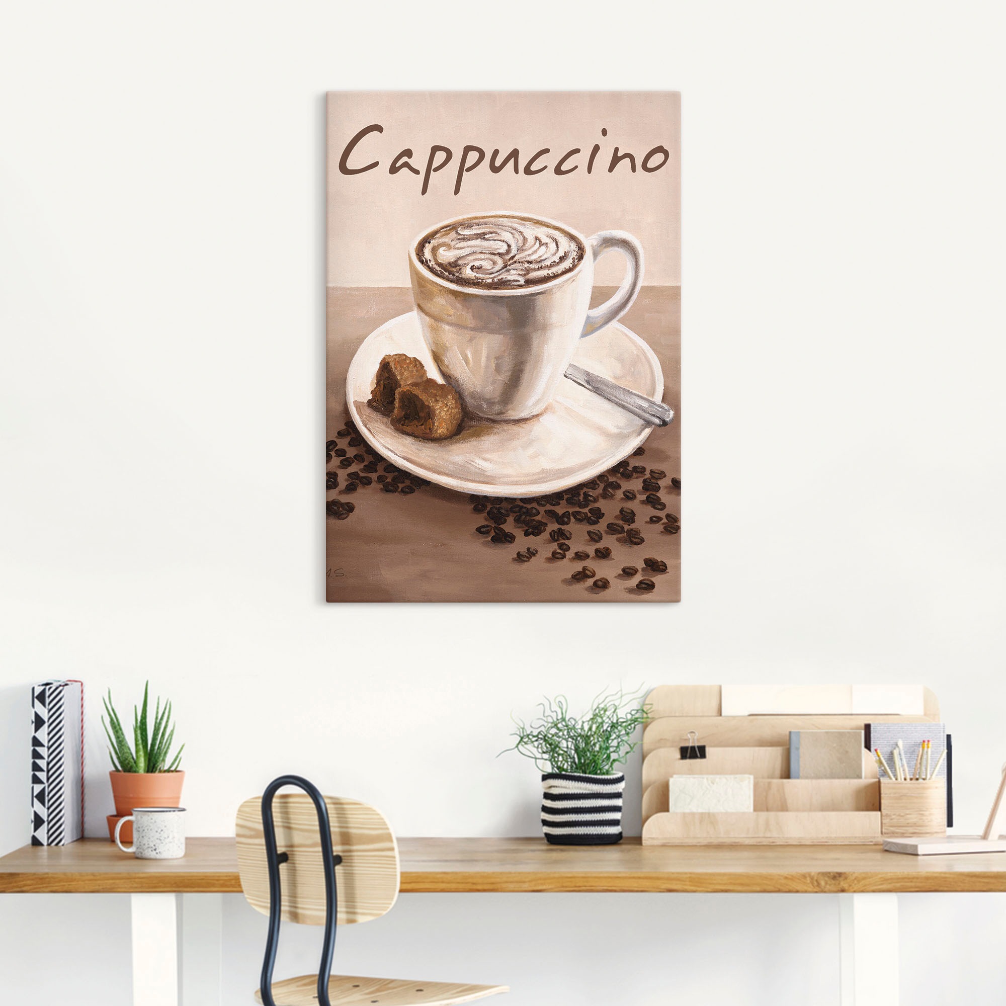 Artland Wandbild "Cappuccino - Kaffee" Kaffee Bilder 1 Stk. tlg. als Leinwa günstig online kaufen