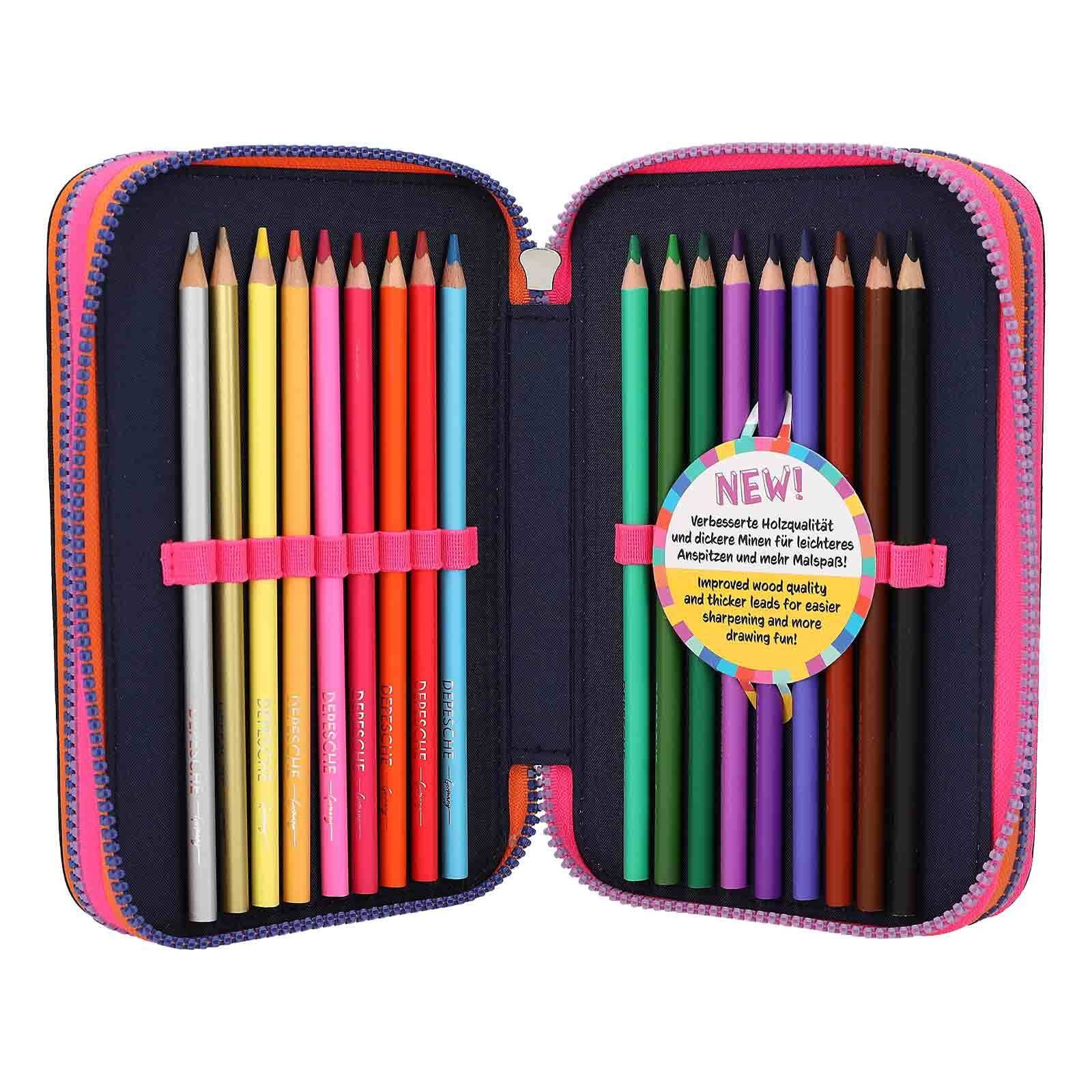 Depesche Buntstift »3-Fach Federtasche Night Light inkl. Stifte TOPModel bunt«