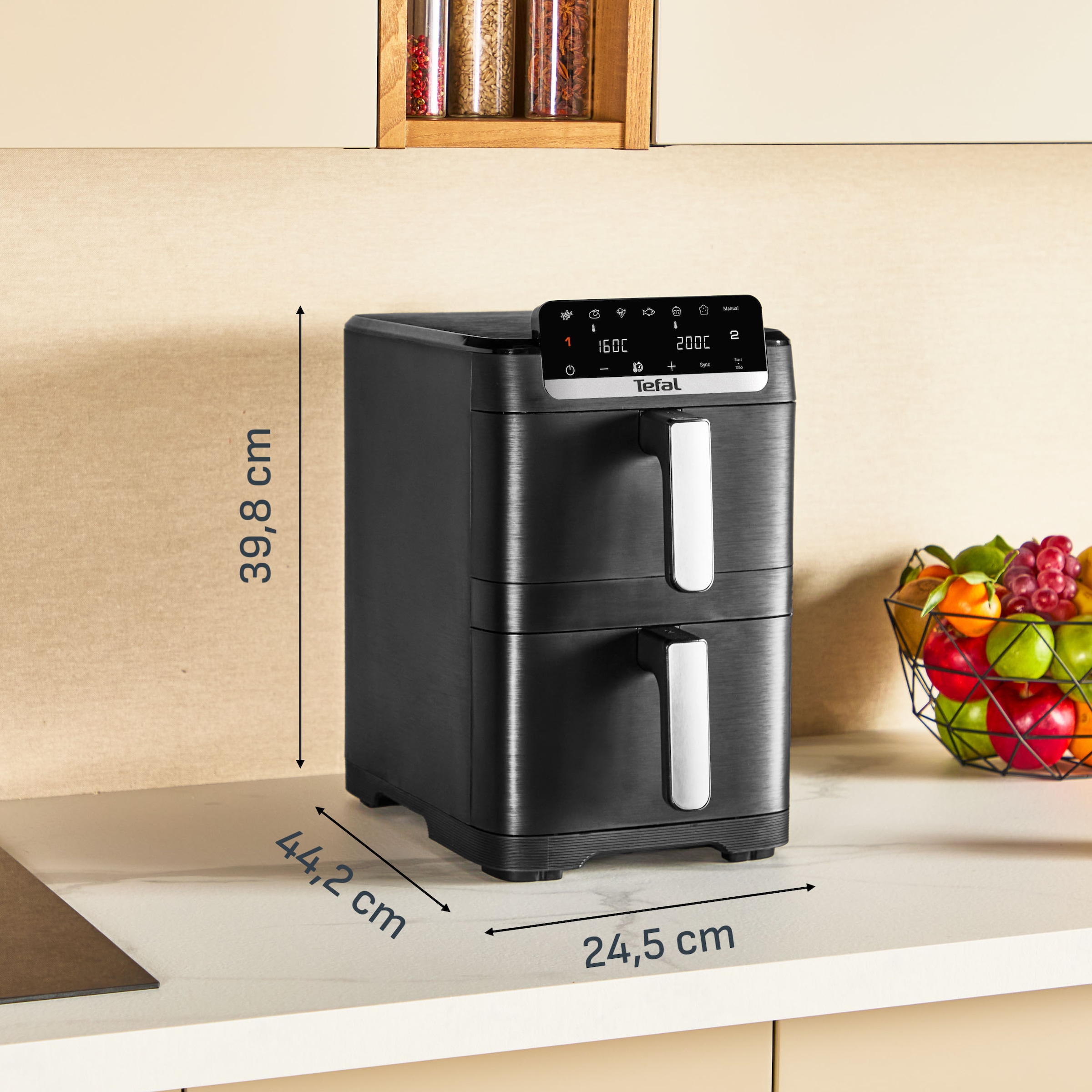 Tefal Heißluftfritteuse »EY7528 Easy Fry Crispy Stack« platzsparendes Design, Doppelkammer-Heißluftfritteuse, 6 L + 4 L